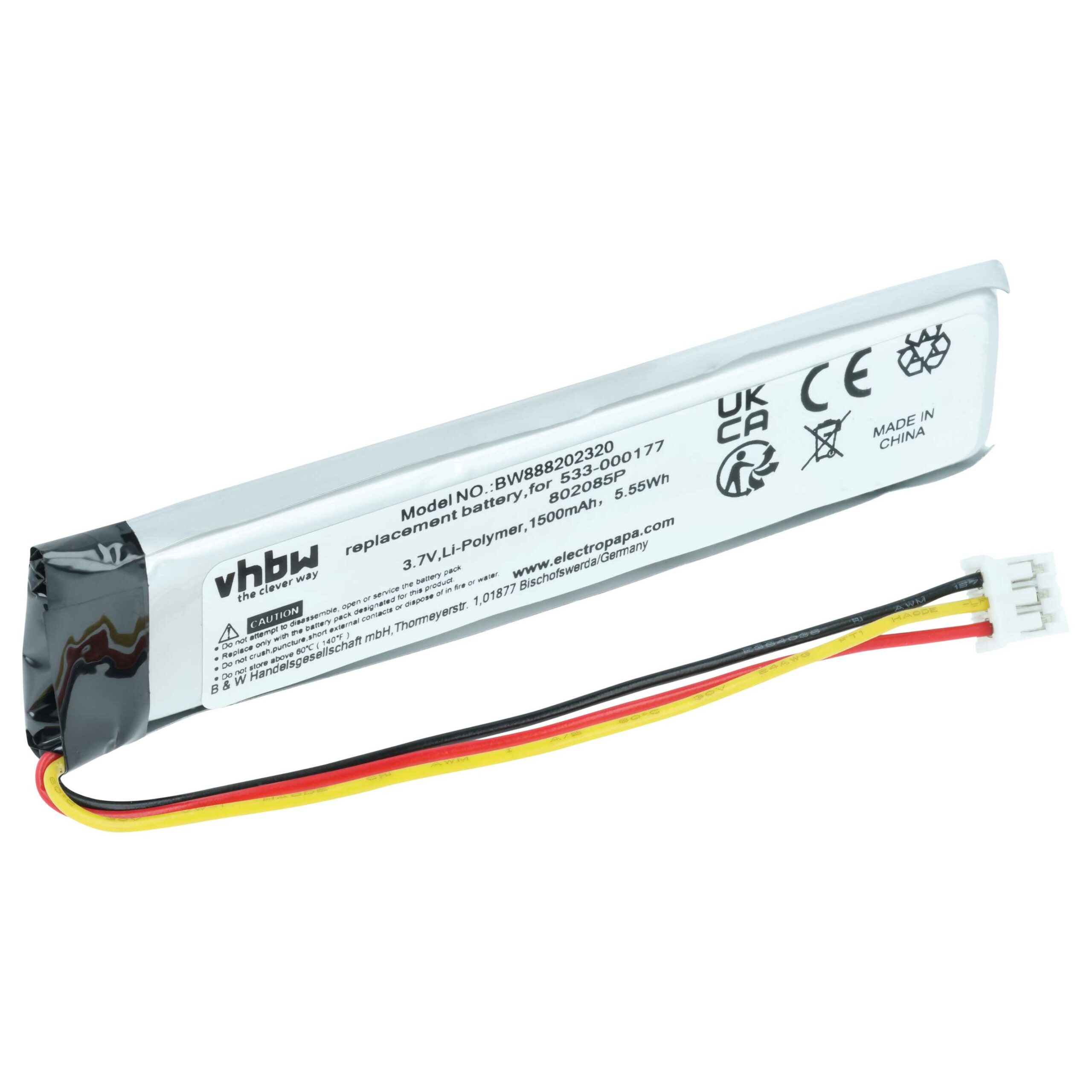 Bateria para Teclado Logitech sem fios vhbw 533-000177 - 1500 mAh 3.7 V Li-polímero