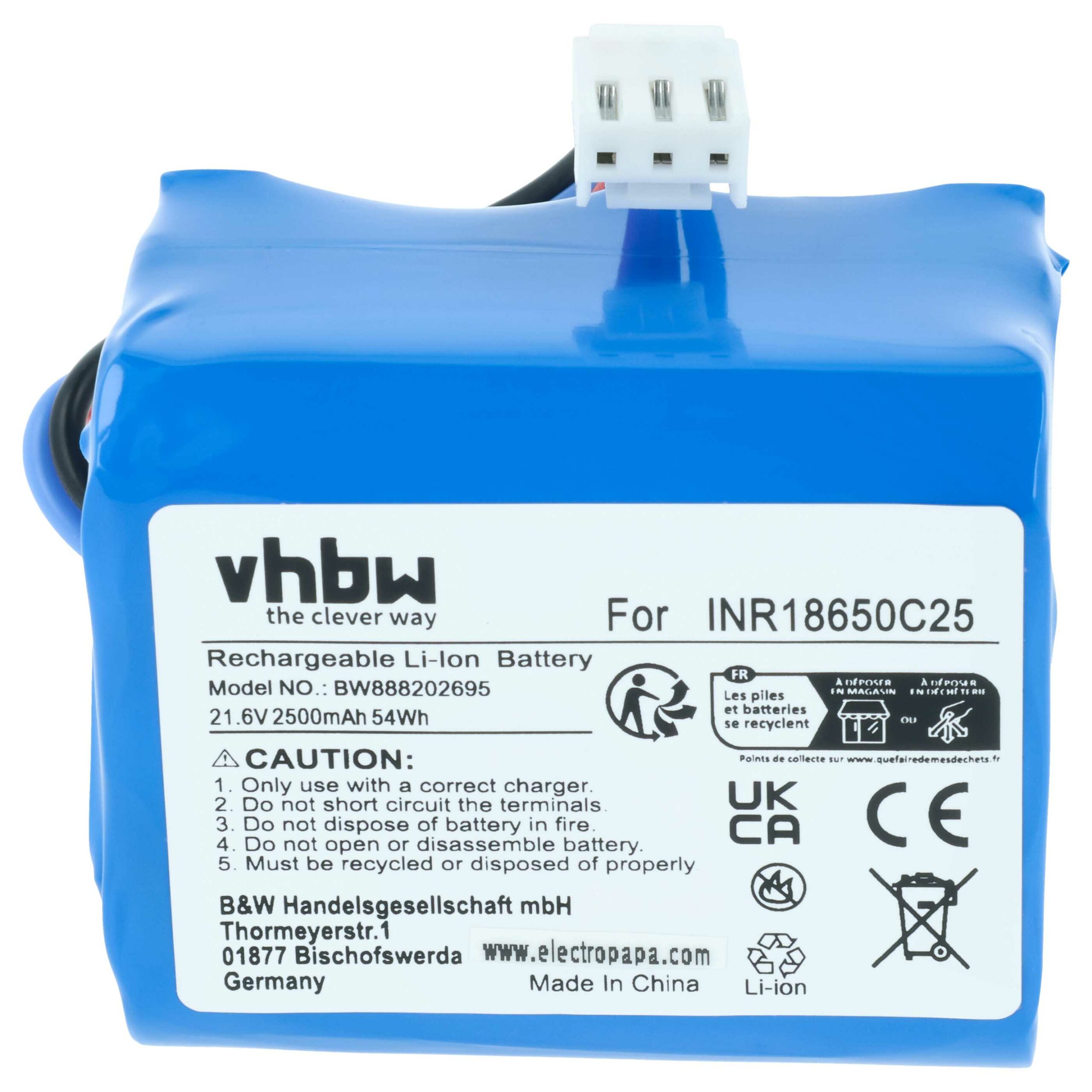 Bateria vhbw 21.6V 2500mAh Li-Ion para Philips (substitui 300002906404, 3000-018-25613) - Image 3