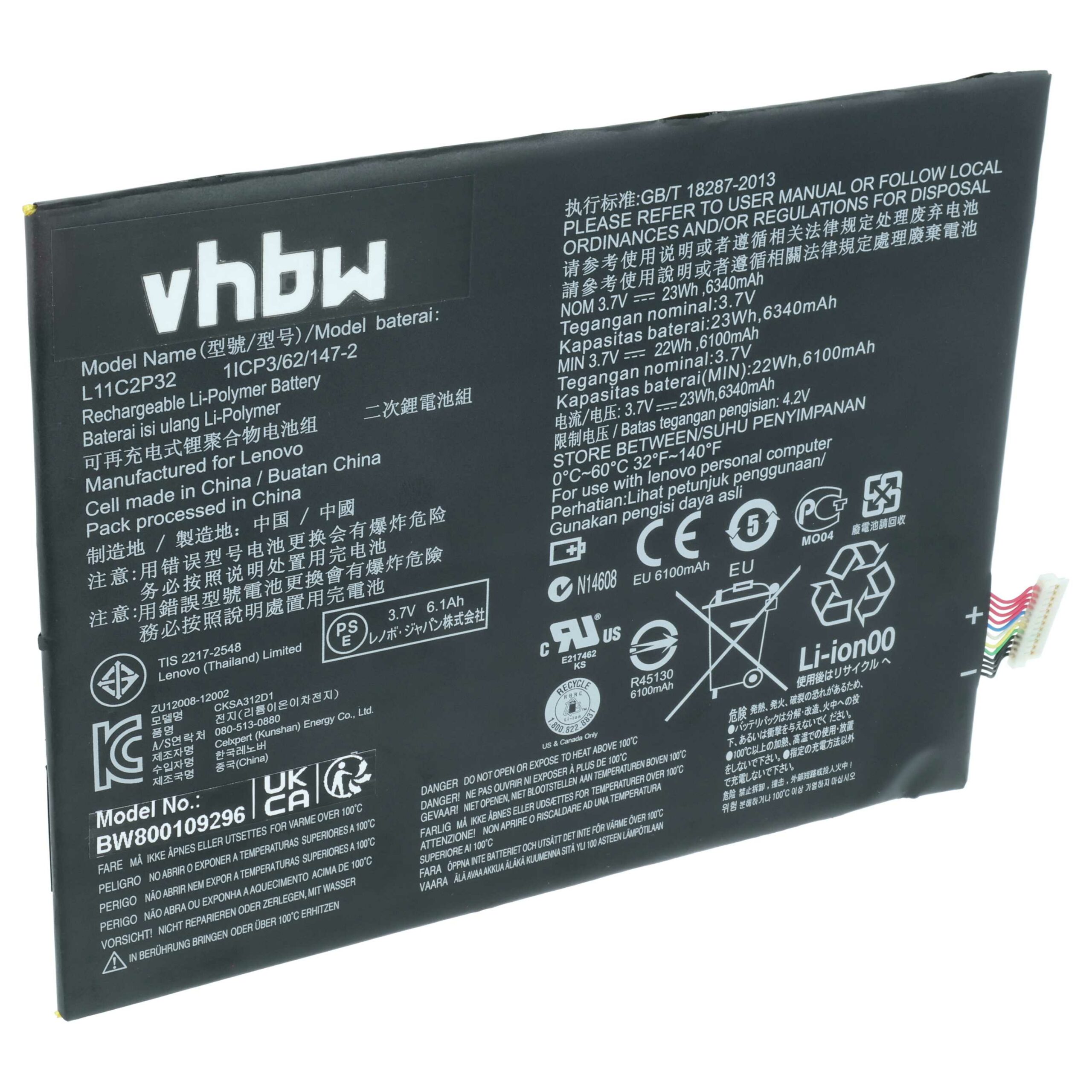 Bateria vhbw para Lenovo - 6300 mAh 3.7 V Li-Ion (Substitui L11C2P32)