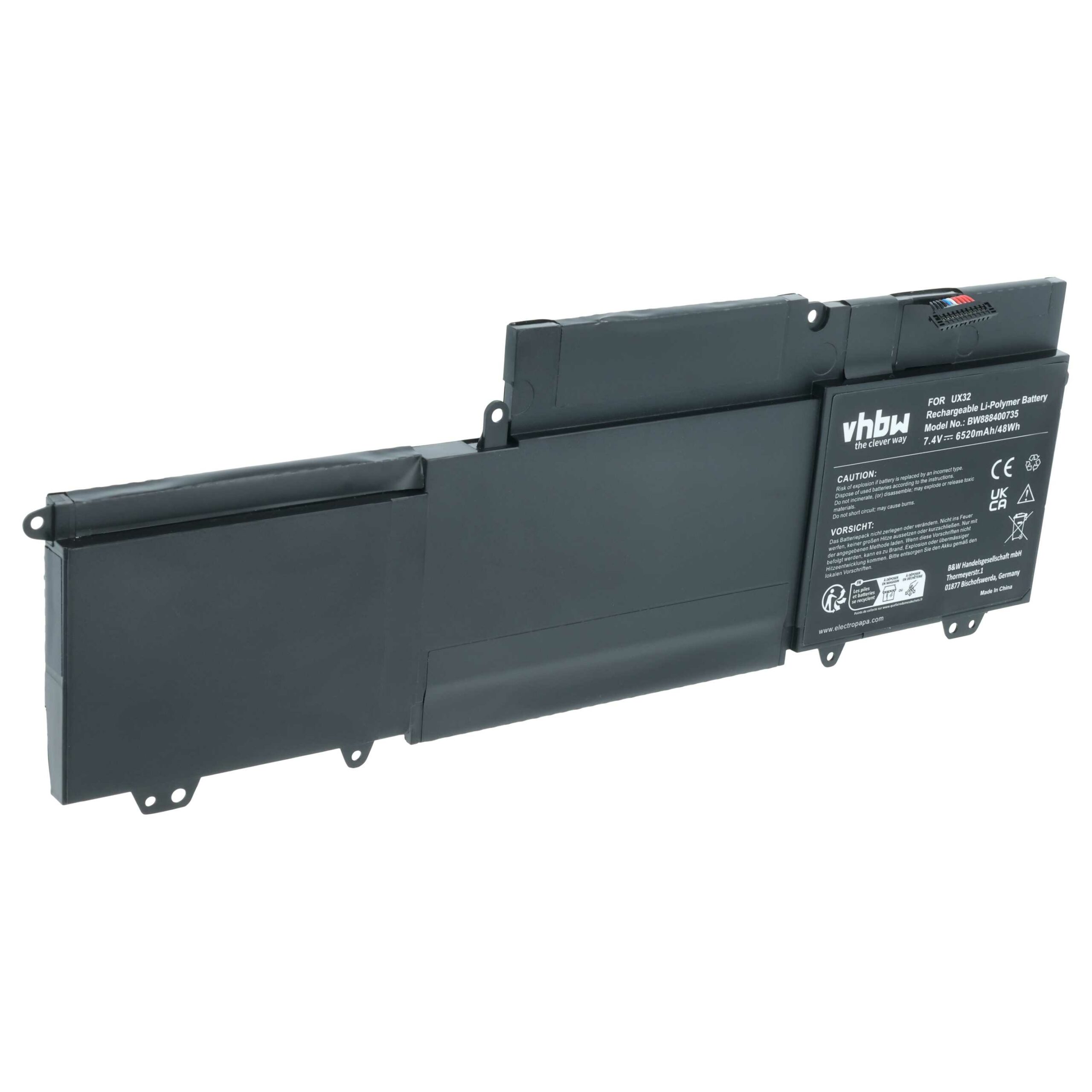 Bateria para Asus Notebook vhbw - Substitui 0B200-00070000, C23-UX32, 0B200-00070100 - 6520 mAh 7.4 V Li-polymer