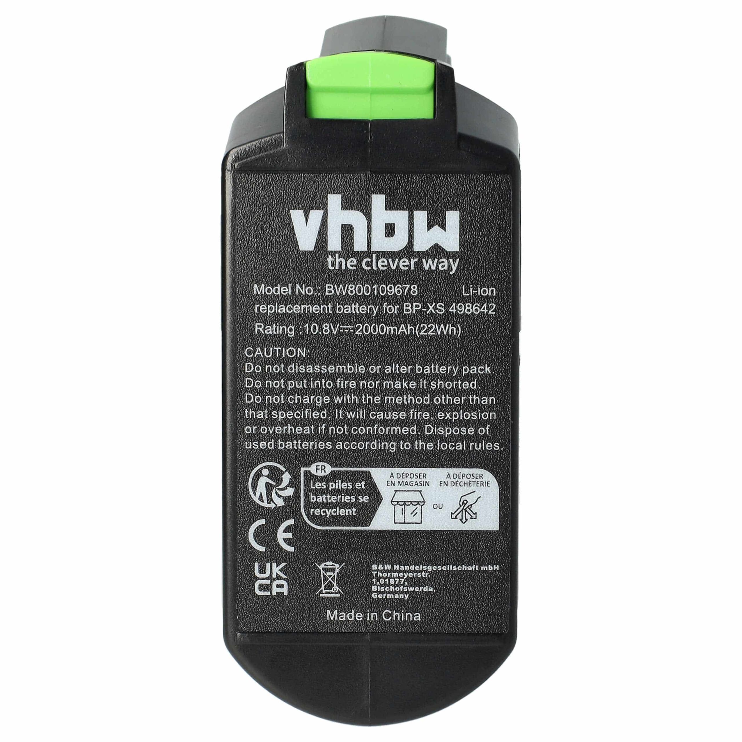 2x Bateria vhbw para Festool 498616, 498338, 498336, 498339 - 10.8 V, 2000 mAh, Li-Ion - Image 3