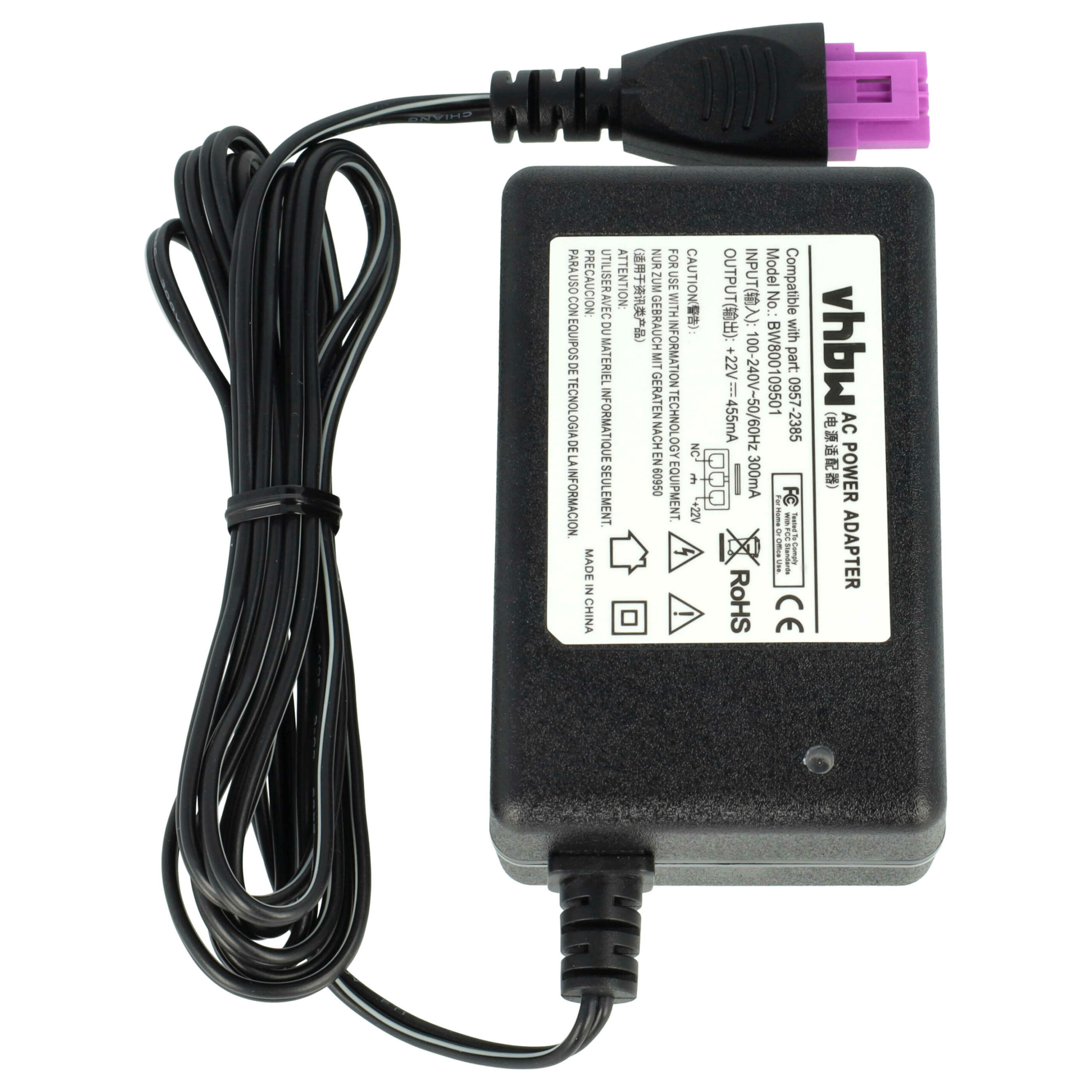 Adaptador de Corrente para Impressoras HP DeskJet 1010, 1510, 2540, 2542, OfficeJet 2620 - vhbw - Image 3