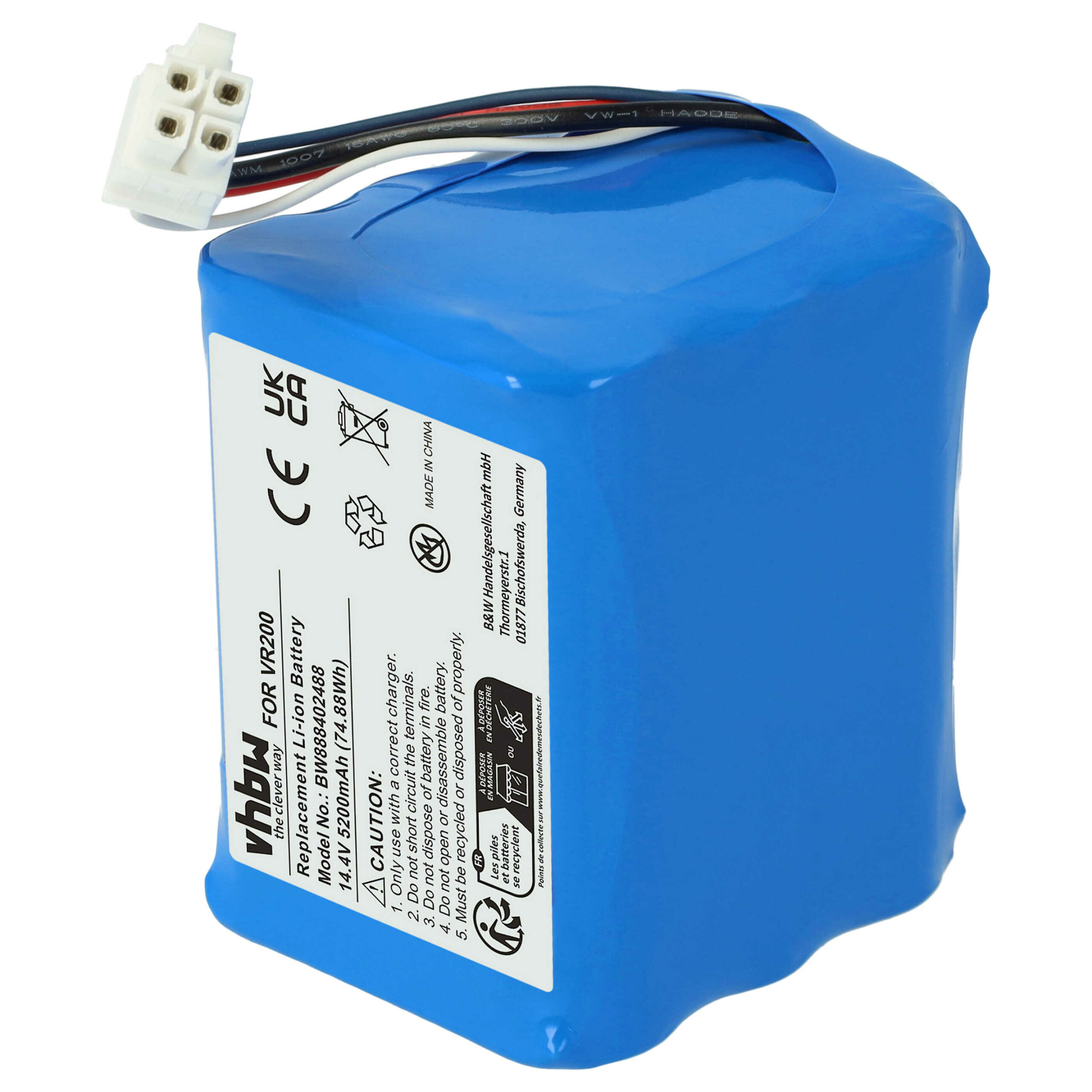 Bateria vhbw 5200mAh 14.4V Li-Ion para Vorwerk 20884-1 - Image 3