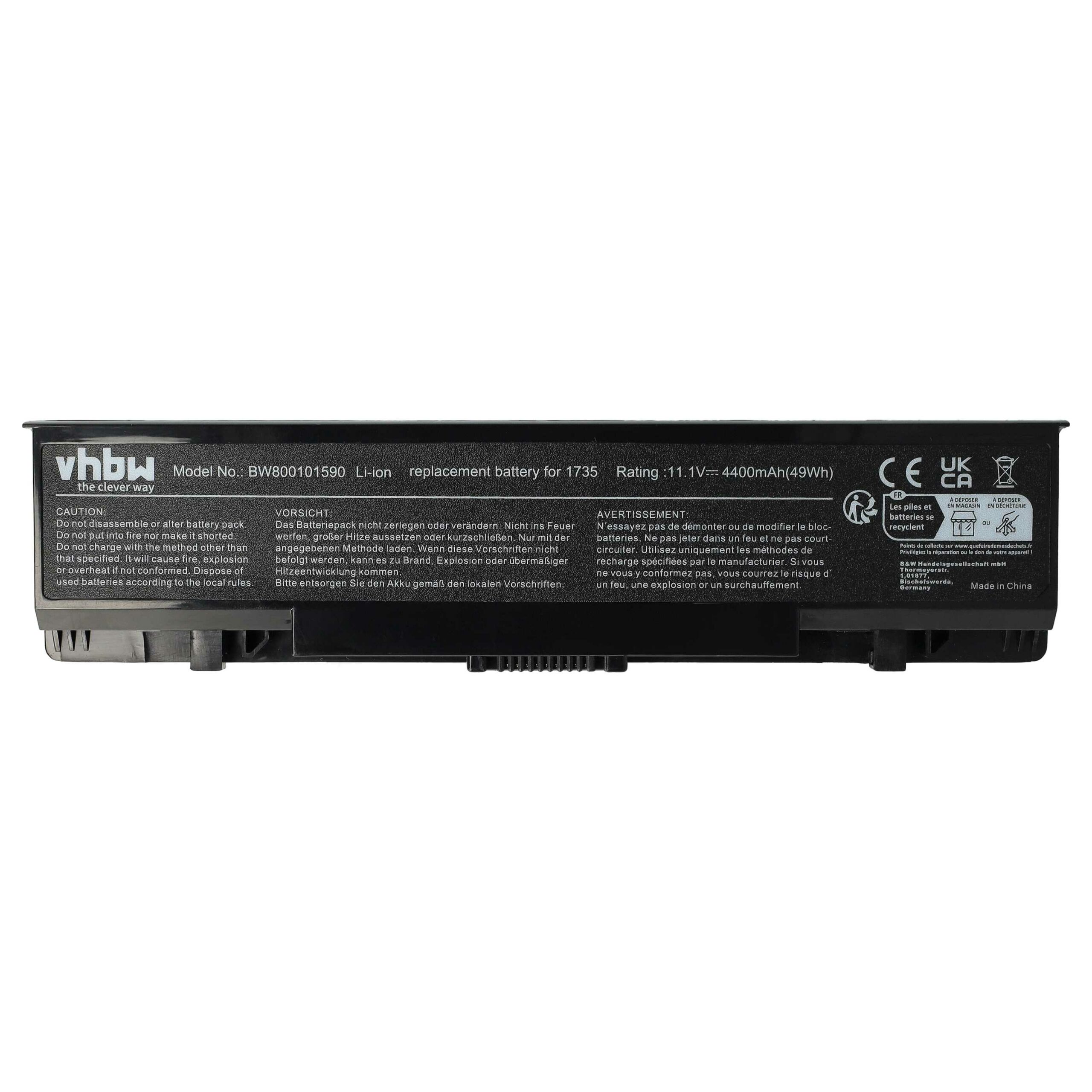 Bateria para Portátil Dell 312-0711, 312-0712, 312-0708, 451-10660 - 4400 mAh 11.1 V Li-Ion vhbw - Image 3