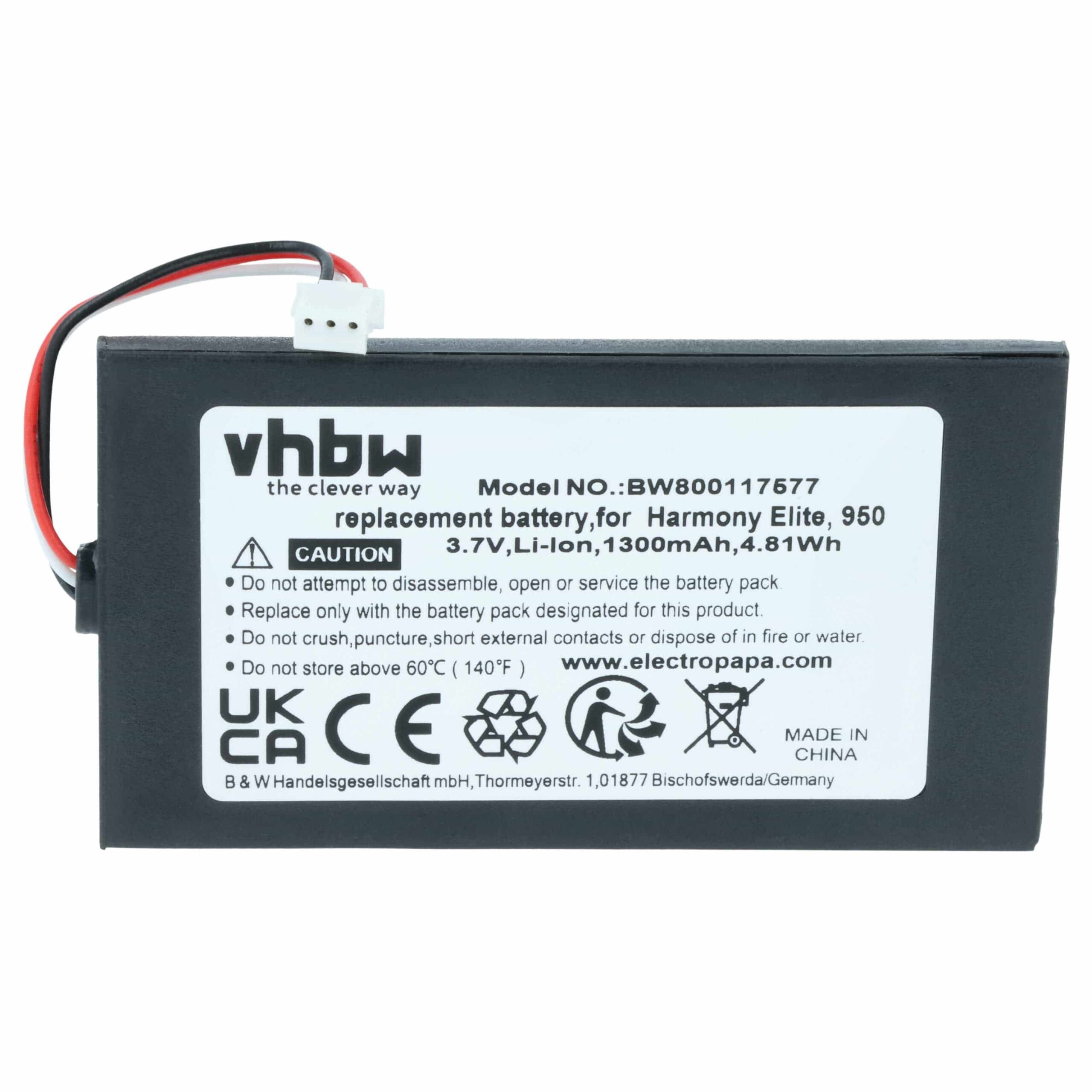Bateria de Substituição vhbw para Telecomando Logitech 623158, 533-000128 - 1300 mAh 3.7 V Li-Ion - Image 3