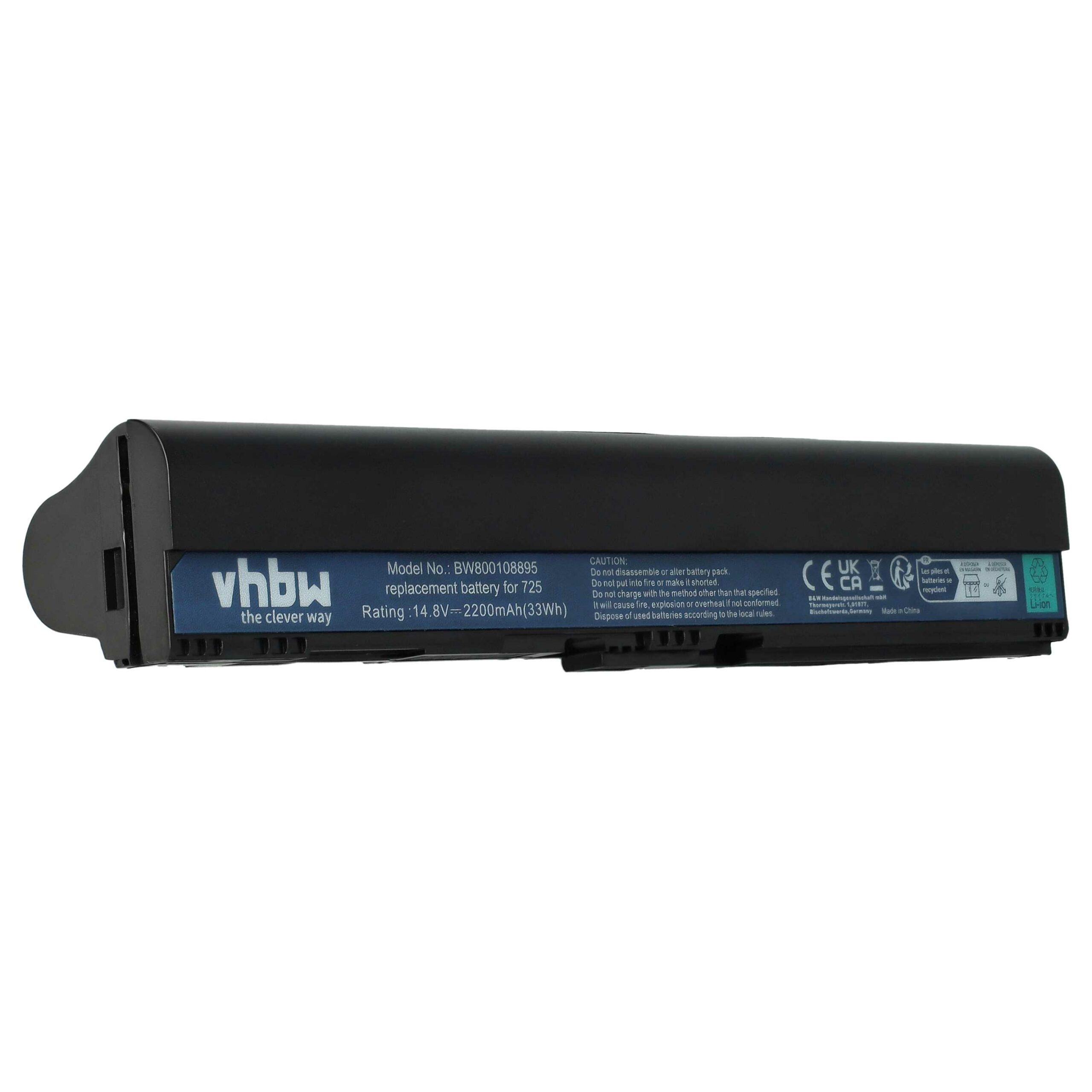 Bateria para Portátil vhbw Compatível com Acer AL12B31, AL12B32, 4ICR17/65, AL12B72, AL12X32 - 2200 mAh 14.4 V Li-Ion