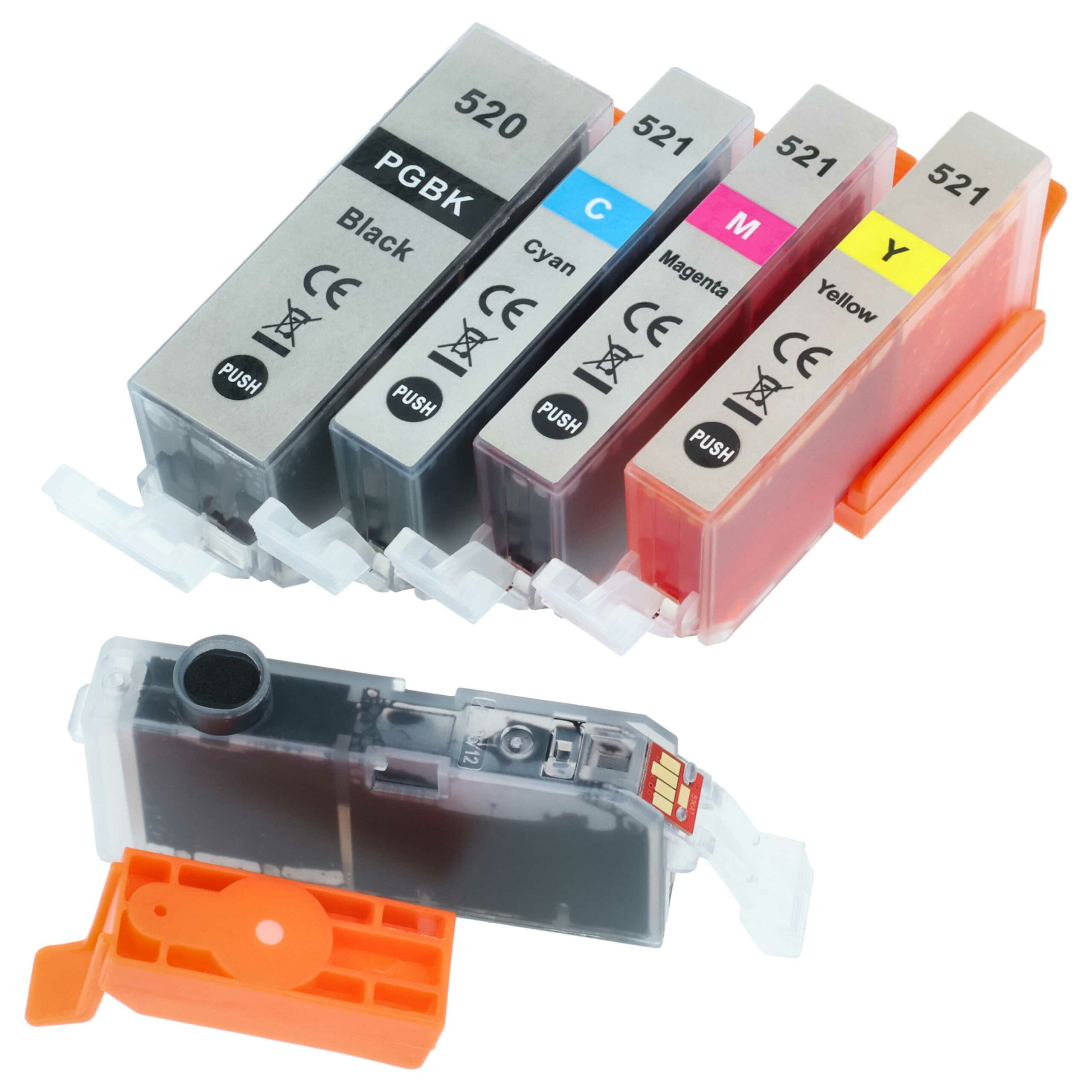 5 Cartuchos de Tinta vhbw compatíveis com Canon CLI-521BK, CLI-521C, CLI-521M - IP3600 (Preto, Ciano, Magenta, Amarelo + Preto Fotográfico) - Image 2