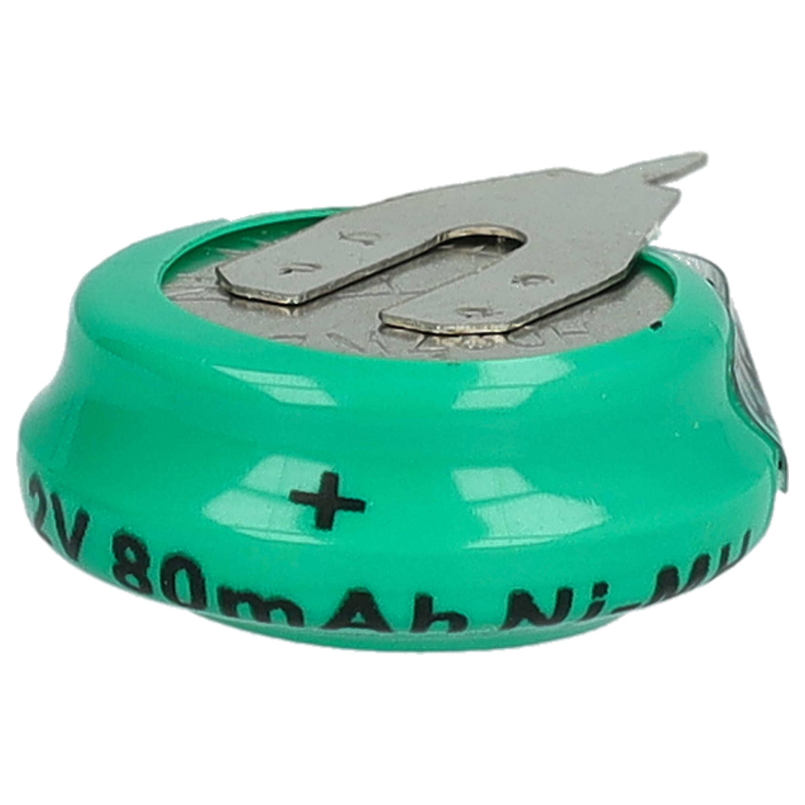 Bateria de Botão Recarregável NiMH vhbw 1/V80H 80 mAh 1.2V com 2 Pinos - Image 2