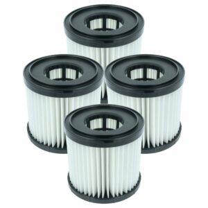 4x Filtro de Cartucho vhbw compatível com Hart HAVF01 para Aspirador Ryobi, preto/branco