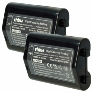 2x Bateria vhbw para Nikon EN-EL4, EN-EL4a - 2000mAh, 11.1V, Li-Ion