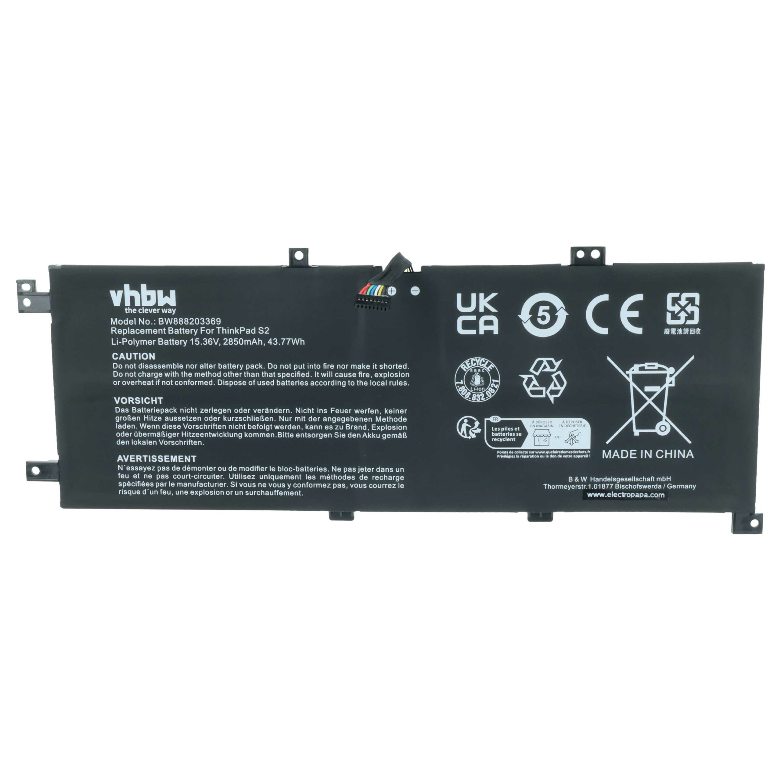 Bateria para Lenovo vhbw 2850 mAh 15.36 V Li-polímero (02DL031, 02DL032, 02DL030, 5B10W13933) - Image 3