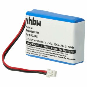 Bateria vhbw BP74RE para Dogtra - 500 mAh 7.4 V Li-polymer