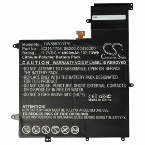 Bateria vhbw para Asus - 4900 mAh 7.7 V Li-polymer (0B200-02420200, C21N1706)