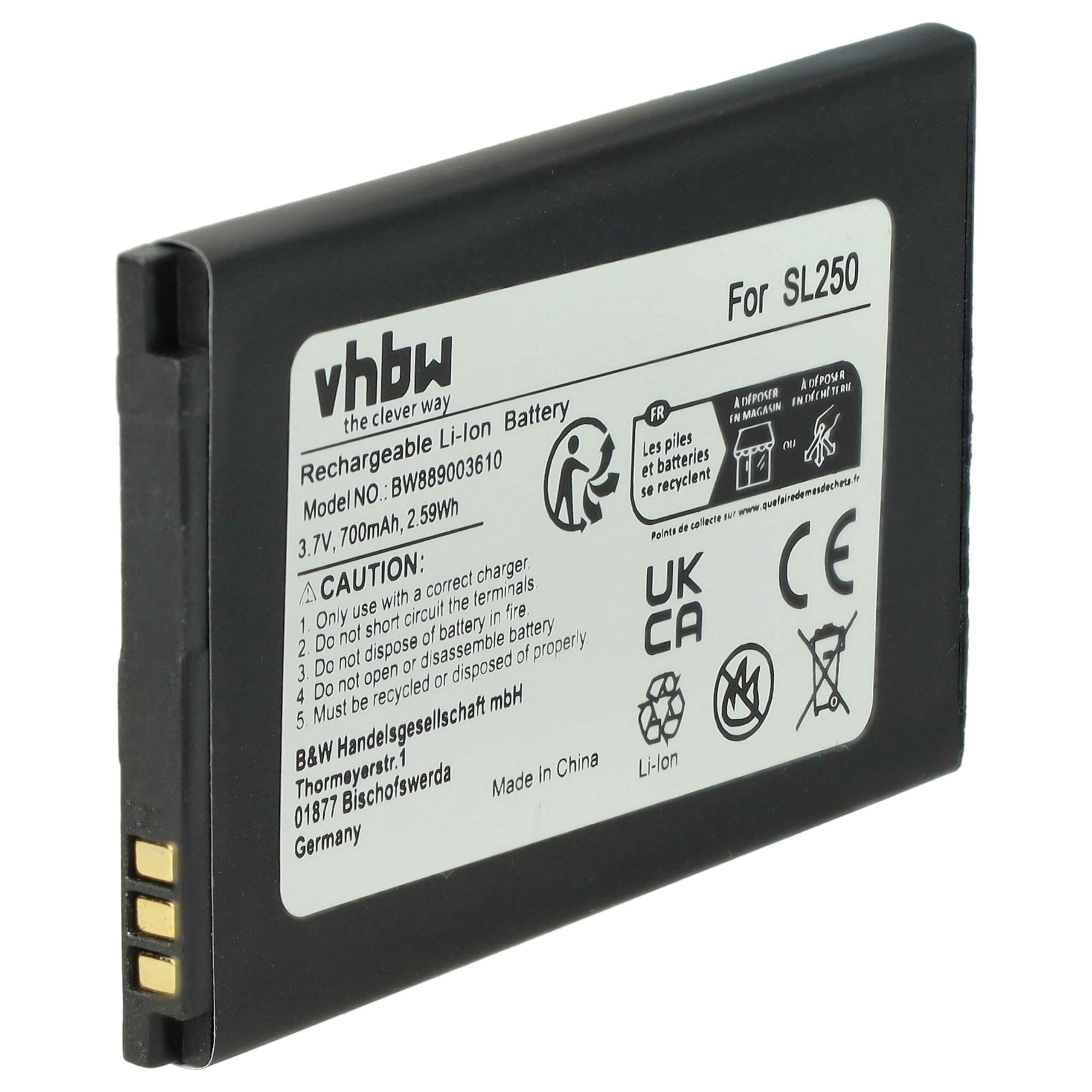 Bateria vhbw para Bea-Fon SL250 - 700 mAh 3.7 V Li-Ion