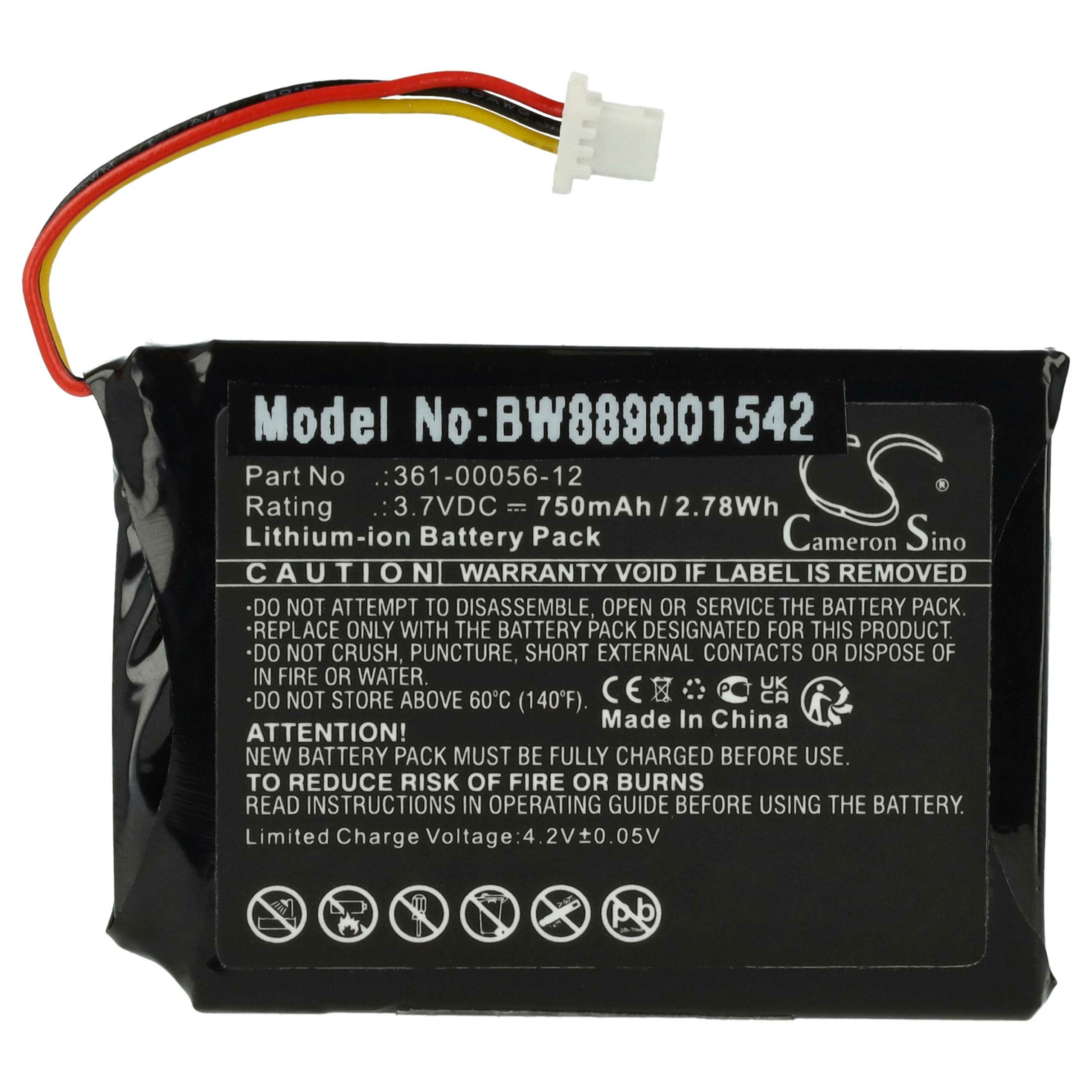 Bateria vhbw para GPS Garmin 361-00056-12 - 750mAh, 3.7V