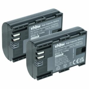 2x Bateria vhbw LP-E6N - 1300mAh, 7.2V, Li-Ion com Chip de Informação para Canon