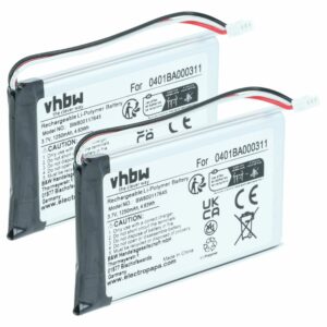 Bateria de Substituição vhbw 2x para Telecomando Elca 0401BA000311 - 1250 mAh 3.7 V Li-polymer