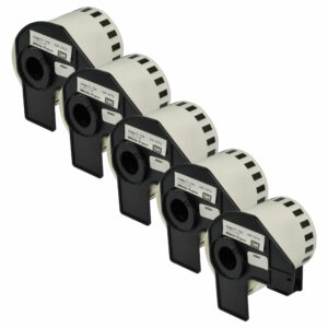 Pack 5x Rolos de Etiquetas Compatíveis Brother DK-22212 - 62 mm x 15.24 m + Suporte