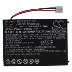 Bateria de Substituição vhbw para Monitor de Bebé Audioline 494521P, BPCK1500LI, 494251P - 1400 mAh 3.7 V Li-polímero