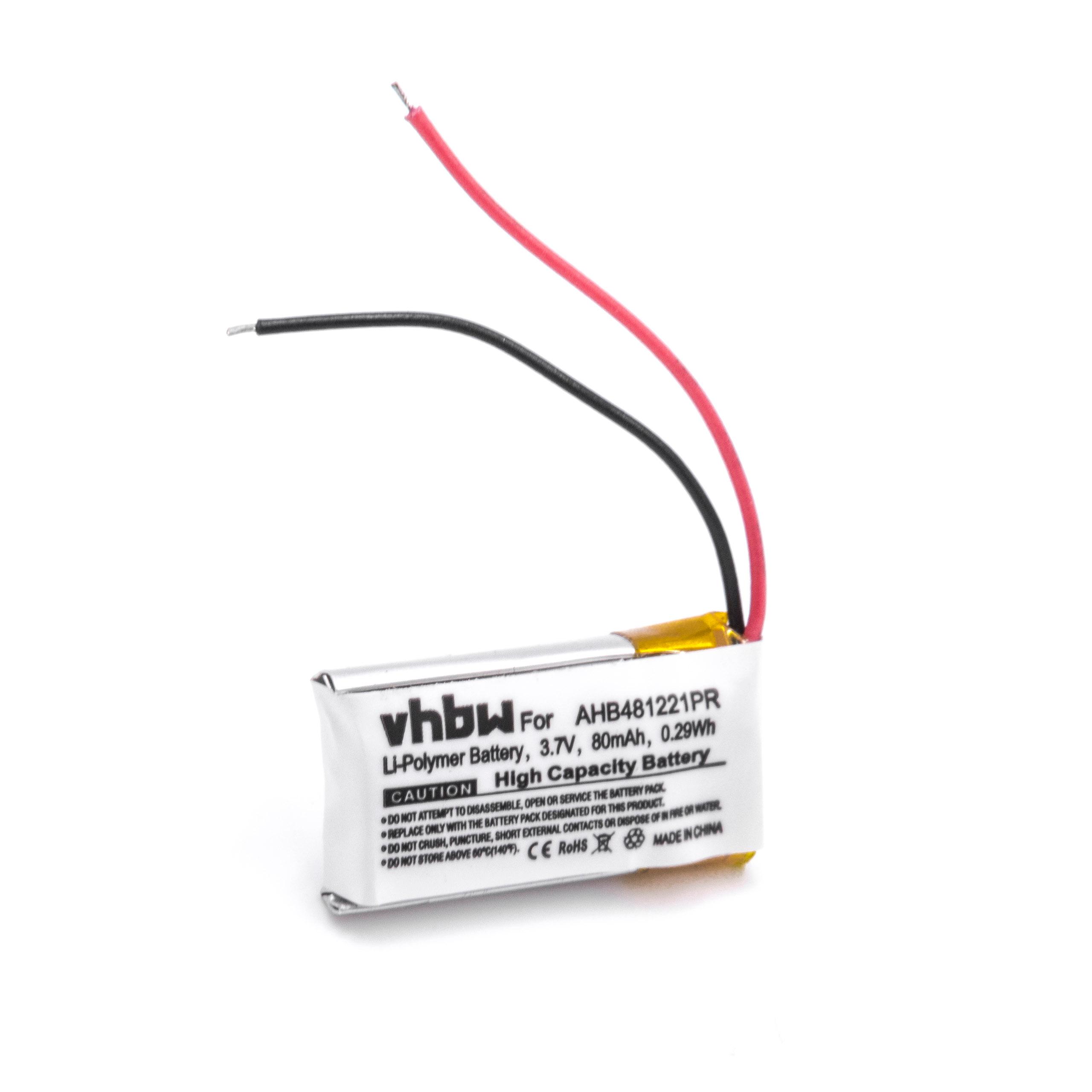 Bateria vhbw para Auscultadores Bose - 80 mAh 3.7V Li-polímero (substitui AHB481221PR)