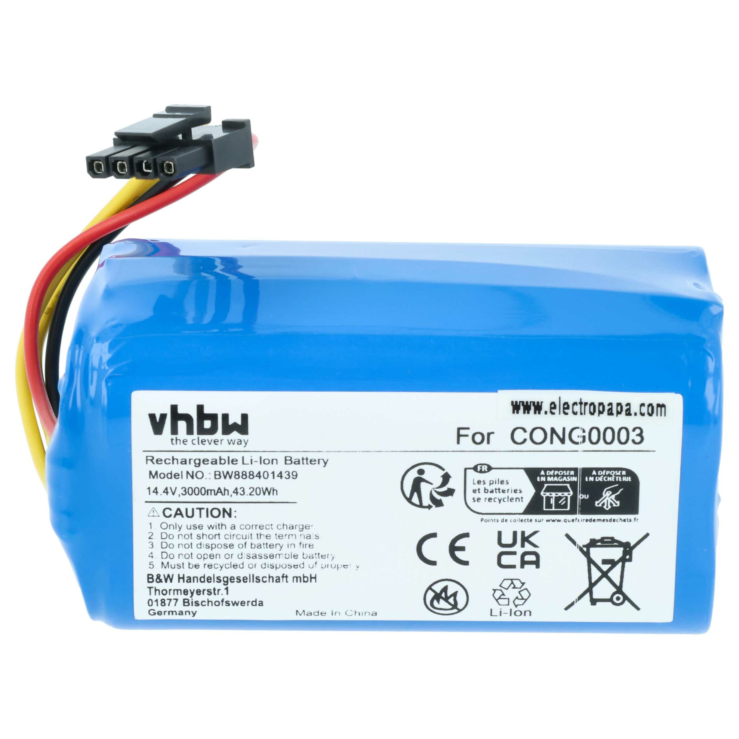 Bateria vhbw compatível com Blaupunkt 6.60.40.04-0, 6.60.40.05-0 - 3000mAh, 14.4V, Li-Ion - Image 3