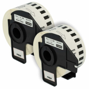 2x Rolo de Etiquetas compatível com Brother DK-22225 - 38 mm x 30.48 m + Suporte