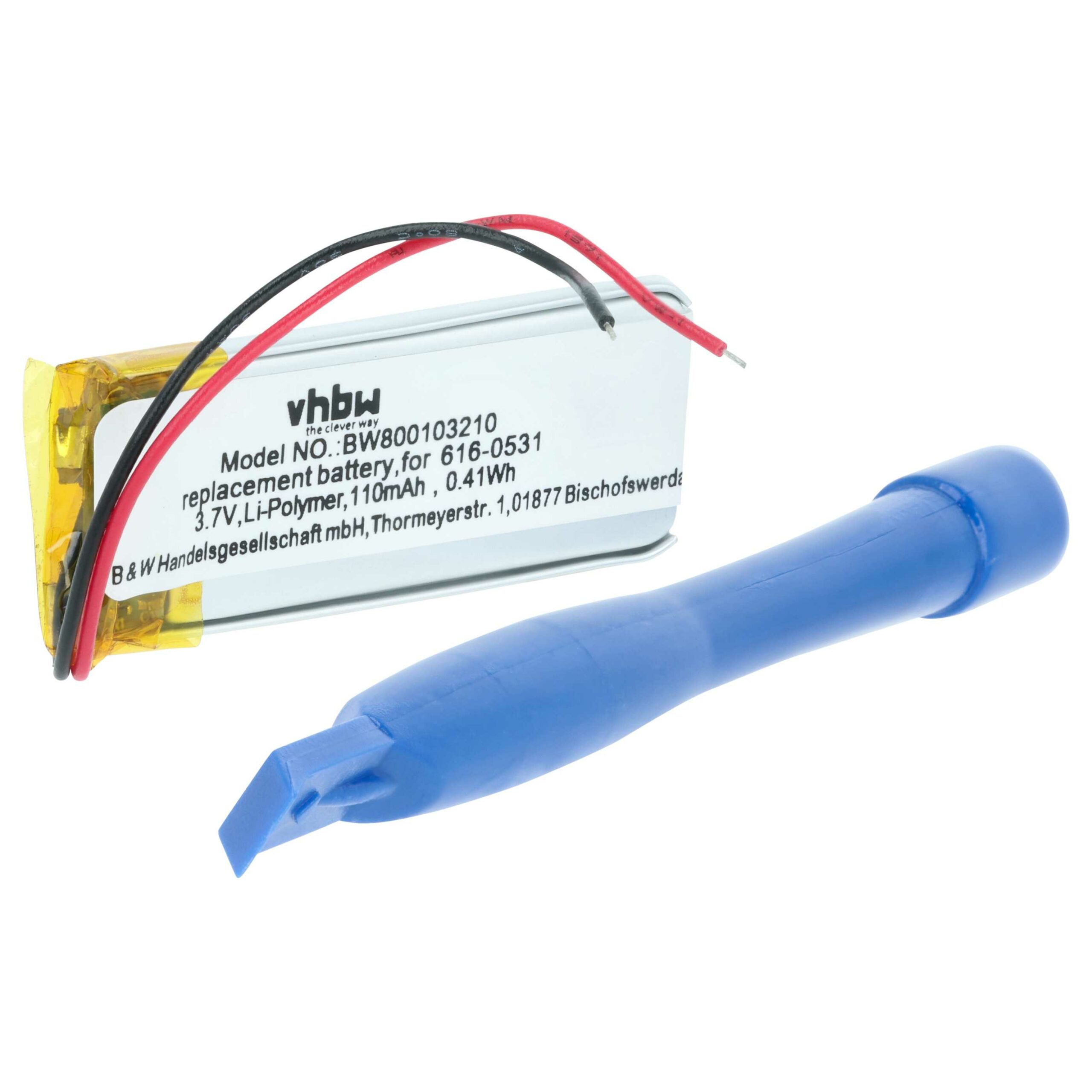 Bateria vhbw 110 mAh 3.7V Li-polymer para MP3 Apple (616-0531)