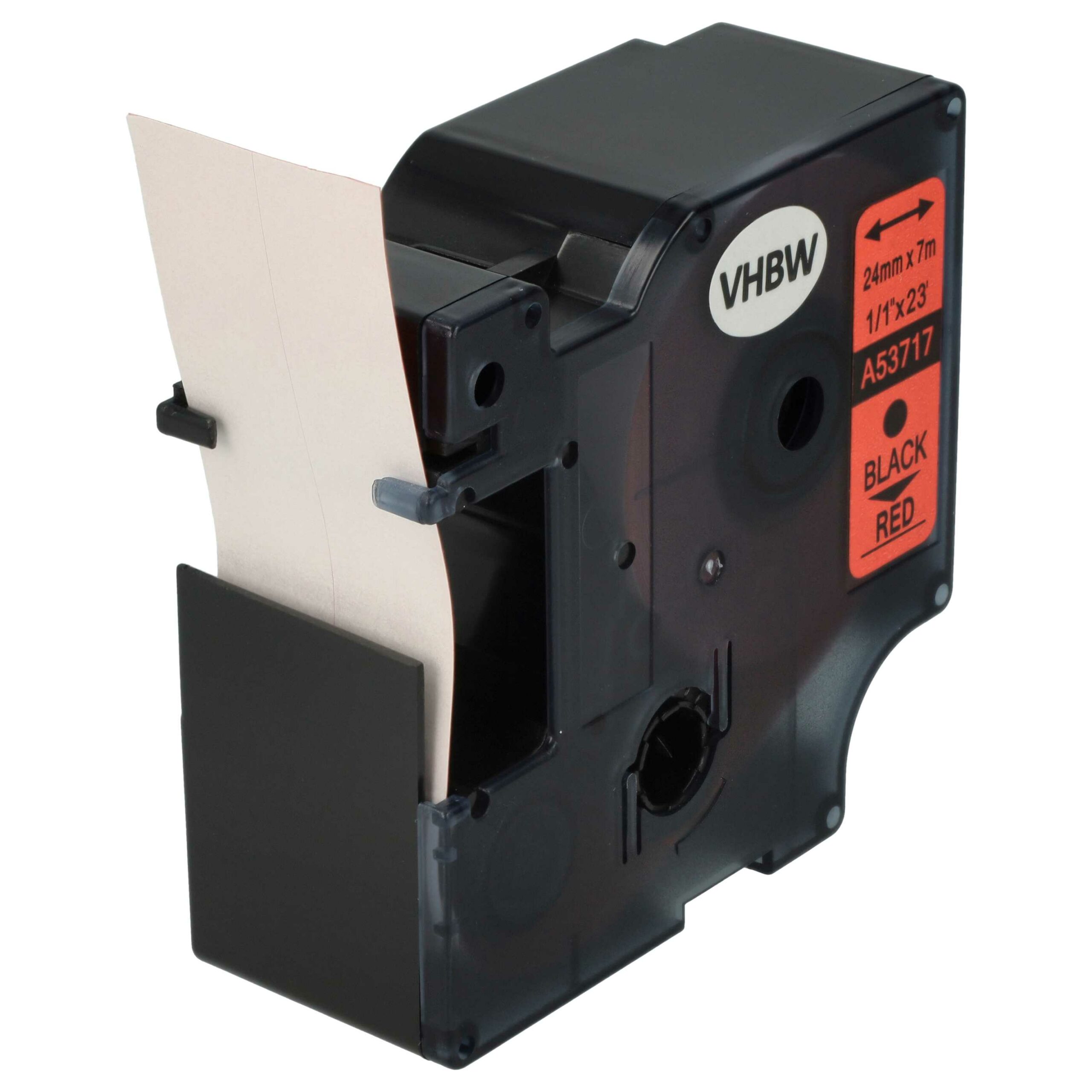 Fita de Etiquetas compatível com Dymo D1 53717 - 24 mm Preto sobre Vermelho