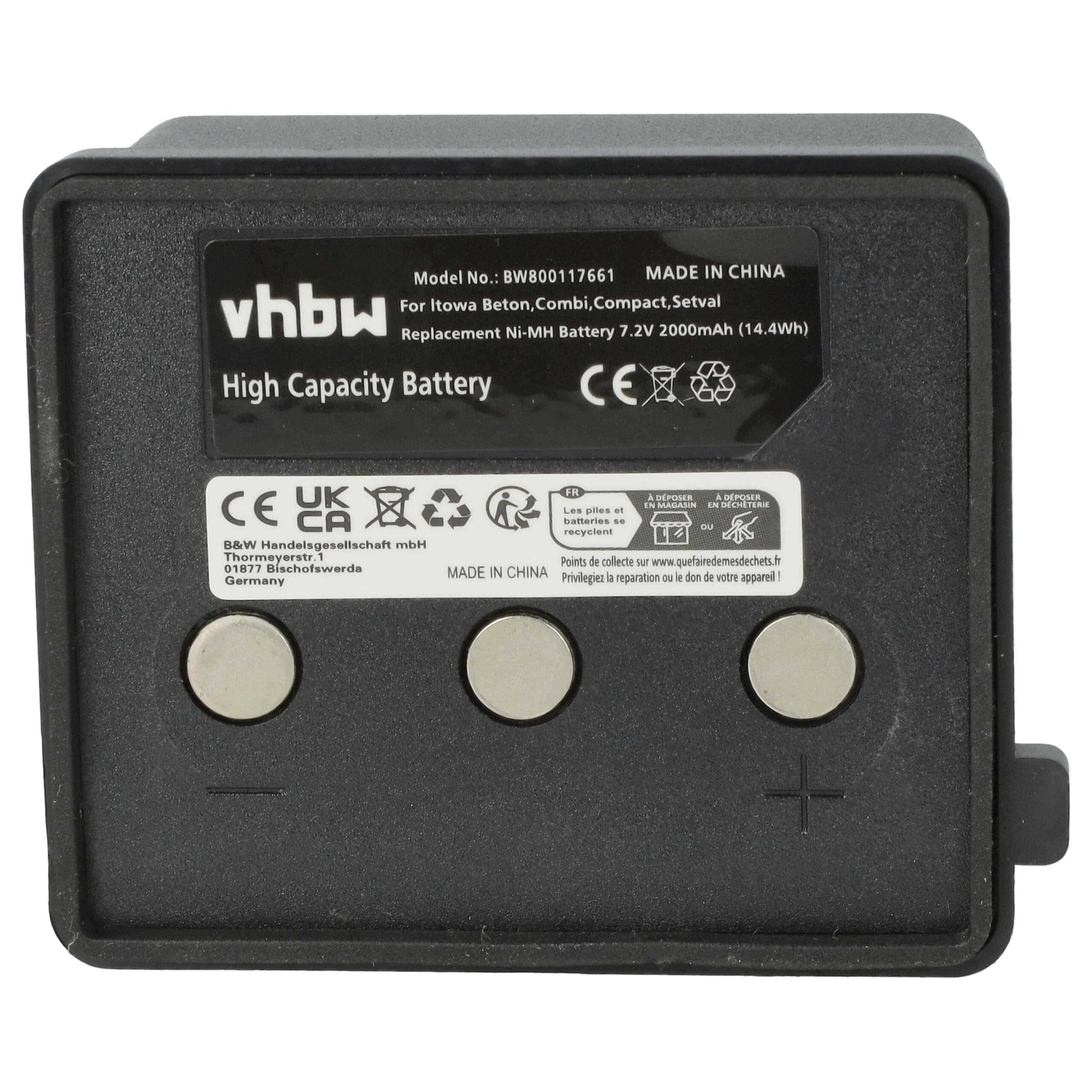 Bateria de Substituição vhbw 7,2V 2000 mAh NiMH para Comandos Itowa BT7223 - Pack de 5 - Image 3
