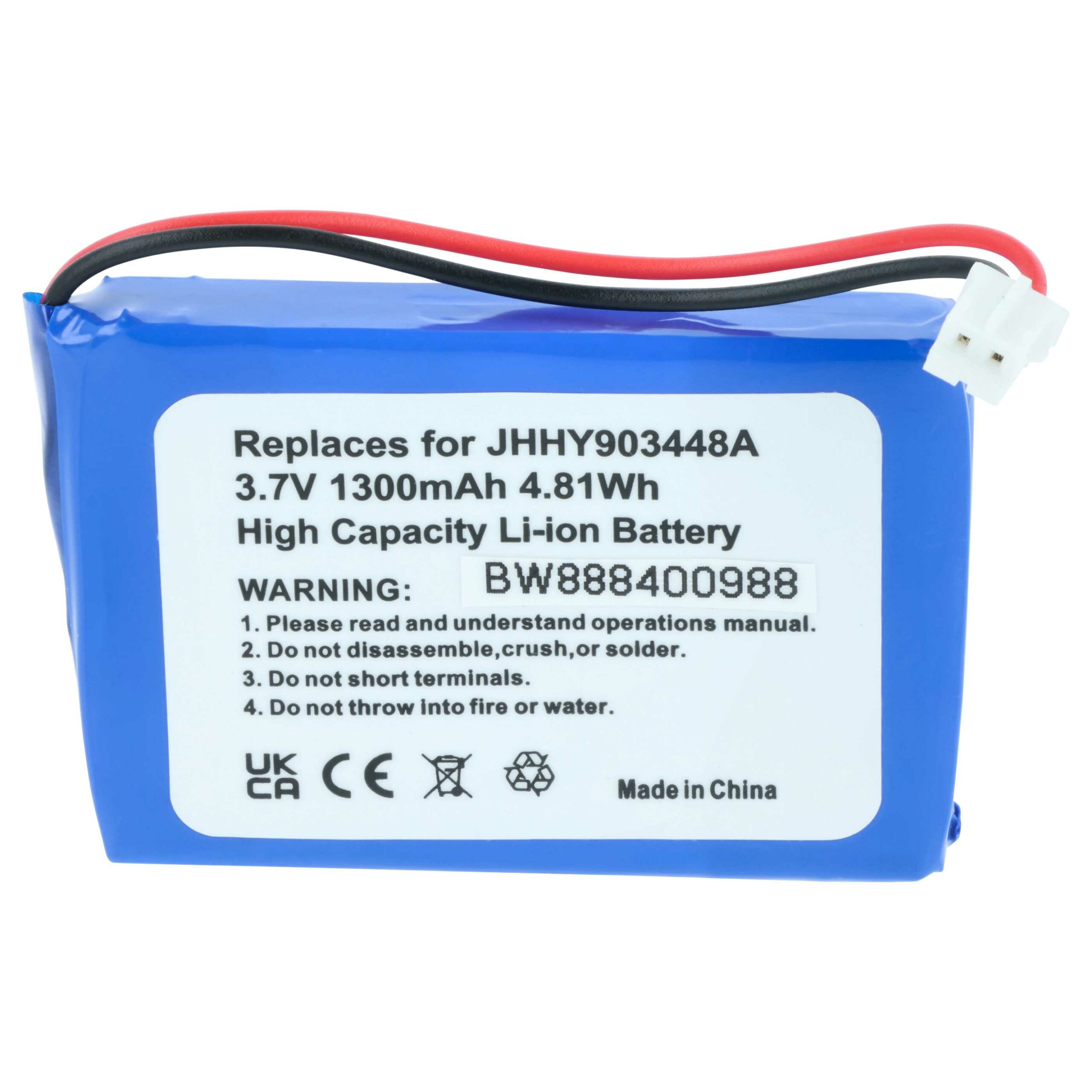 Bateria vhbw para Rádio Albrecht 083448, JHHY903448A - 1300 mAh 3.7 V Li-Ion - Image 3