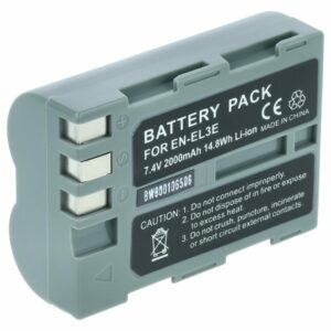Bateria vhbw compatível com Nikon EN-EL3e, EN-EL3, EN-EL3a - 2000mAh, 7.2V, Li-Ion com chip de informação