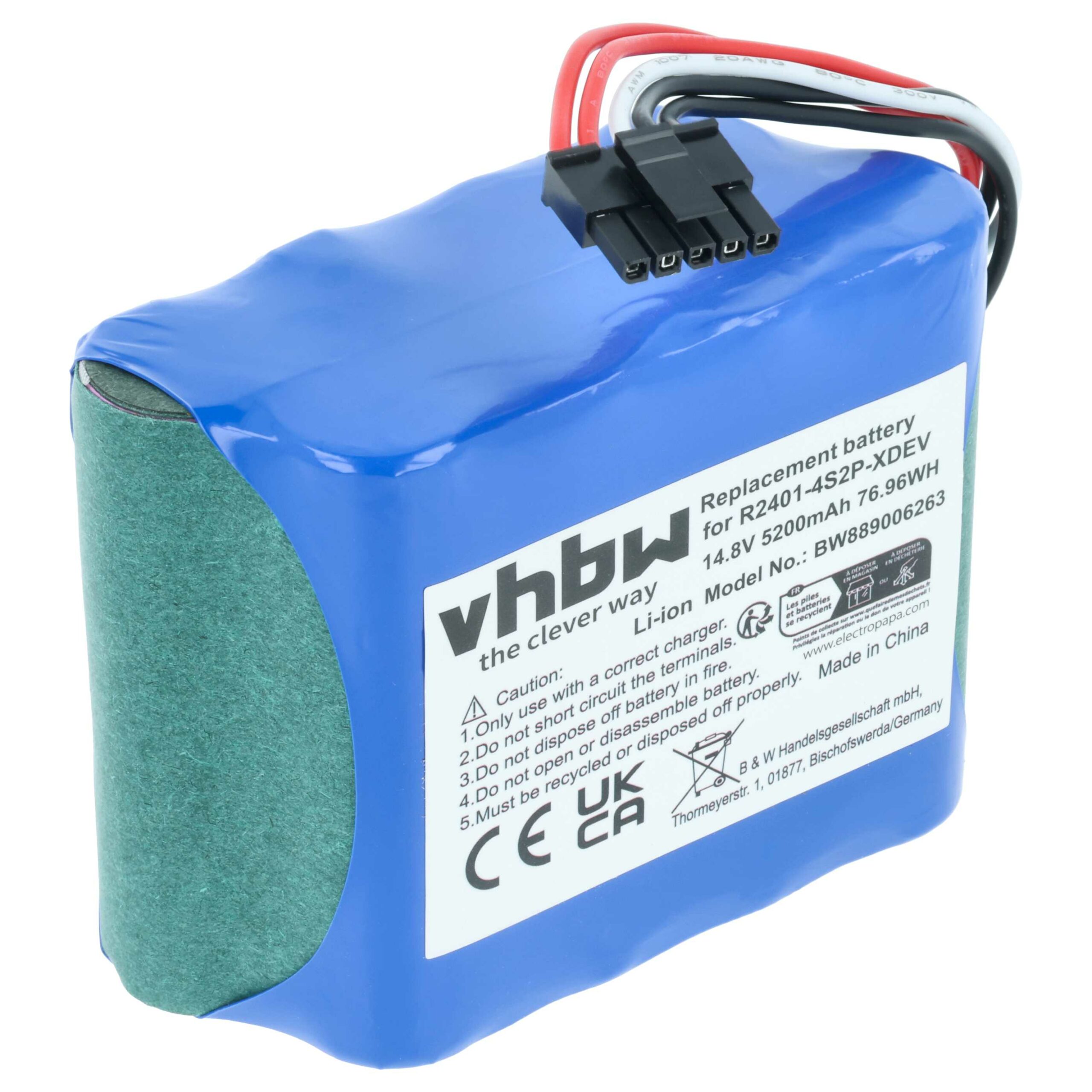 Bateria de substituição vhbw para Dreame R2401-4S2P-XDEV - 5200mAh, 14.8V, Li-Ion