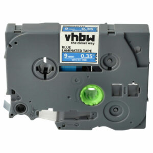 Fita de Etiquetas compatível com Brother TZE-525 - 9 mm Branco sobre Azul vhbw