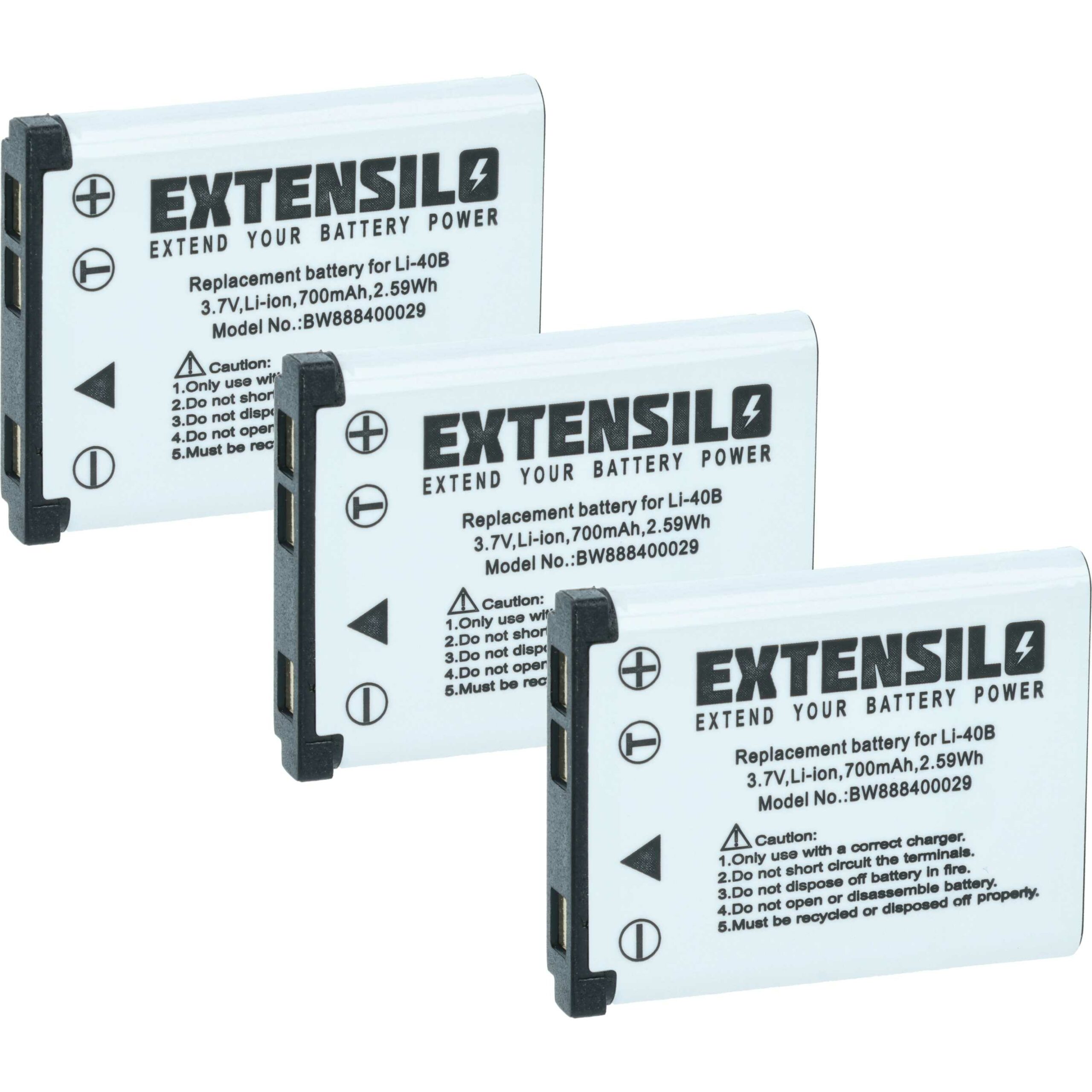 3x Bateria substitui BenQ DLI216 - 700mAh, 3.7V, Li-Ion EXTENSILO