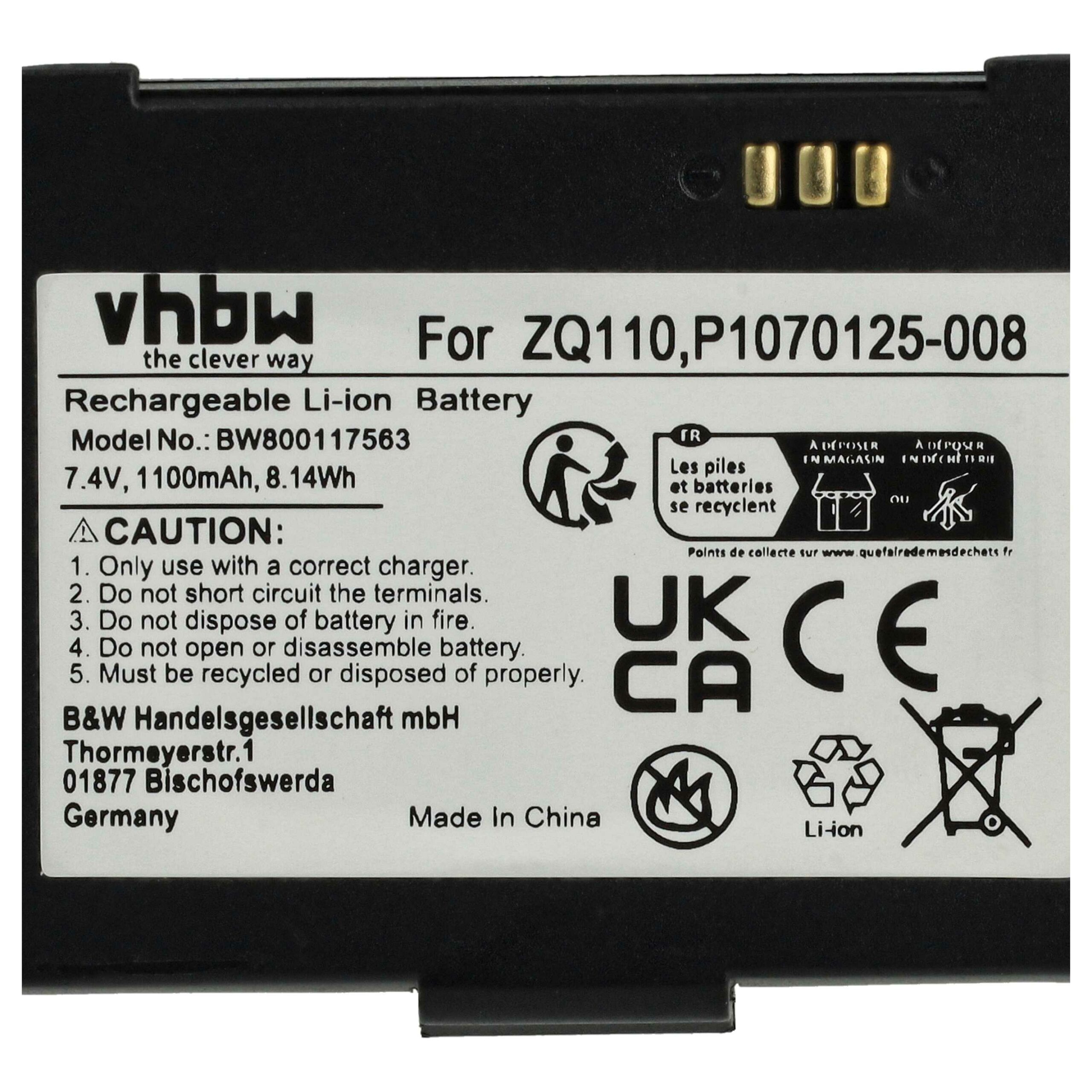 Bateria vhbw para Bixolon Scanner K409-00007A, PBP-R200 - 1100 mAh 7.4 V - Image 5