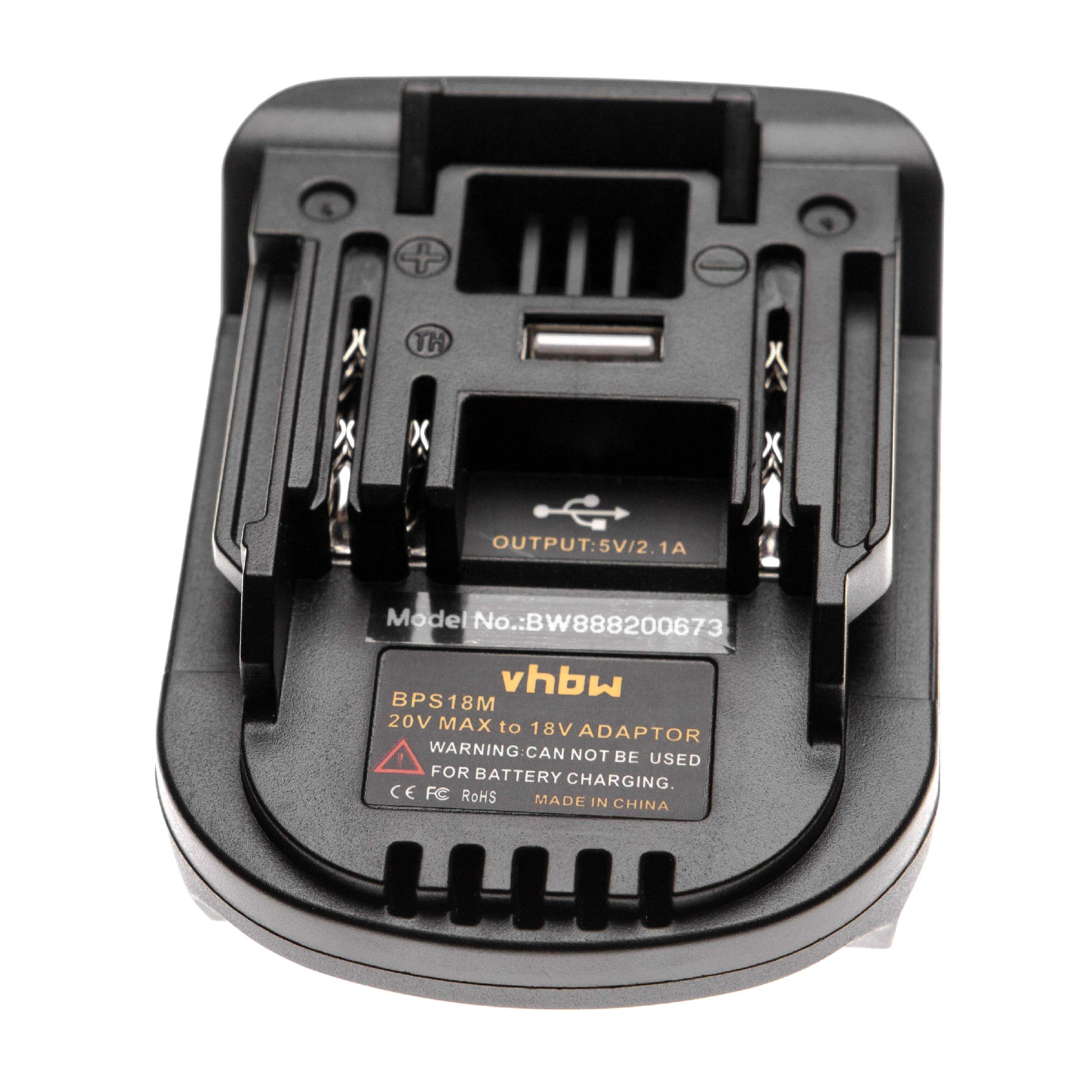 Adaptador de Bateria vhbw para Stanley, Black & Decker, Porter Cable - 20 V Li-Ion para 18 V