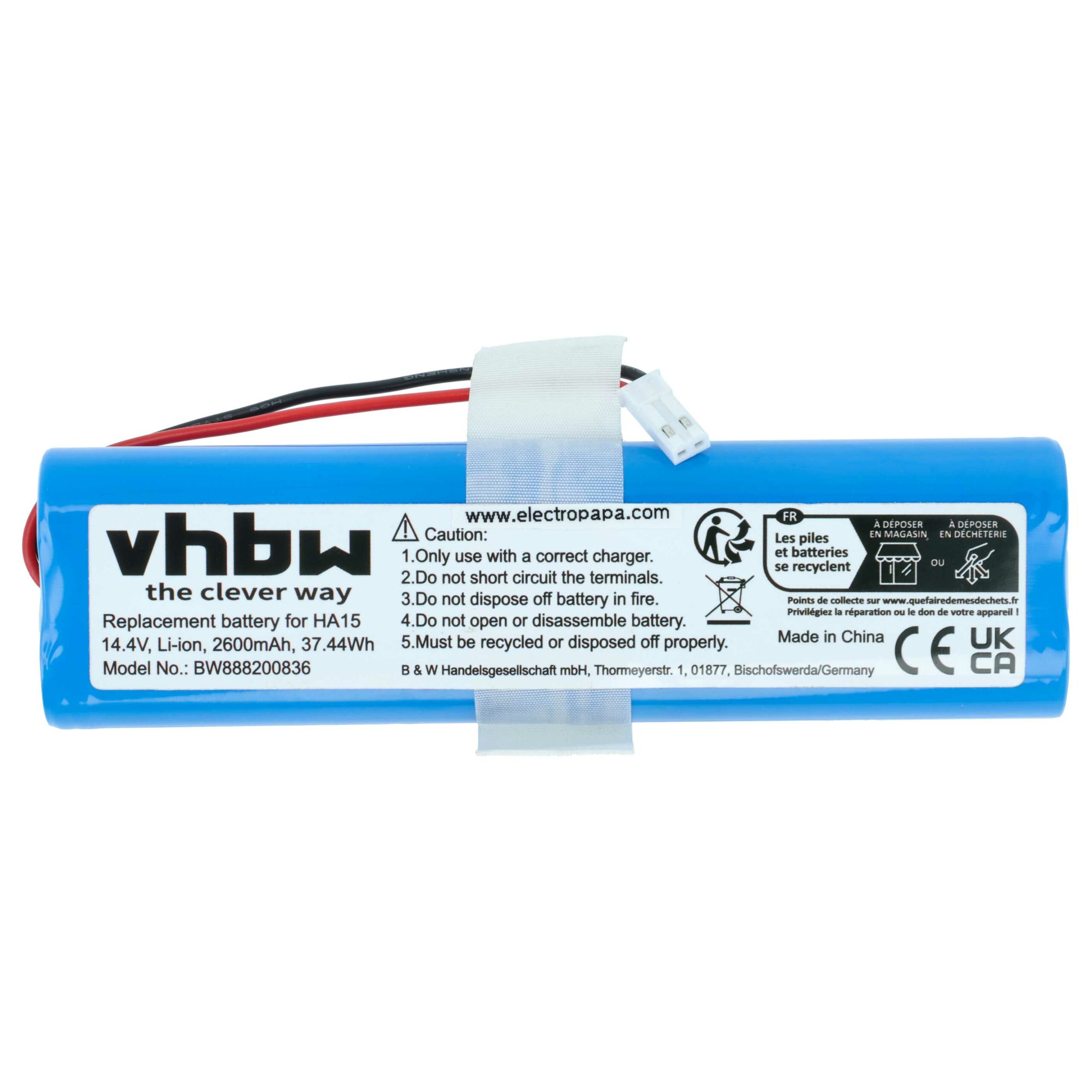 Bateria vhbw 2600mAh 14.4V Li-Ion para Medion MD18500, MD18501, iLife V8s, iLife/ZACO V5s Pro e outros - Image 3