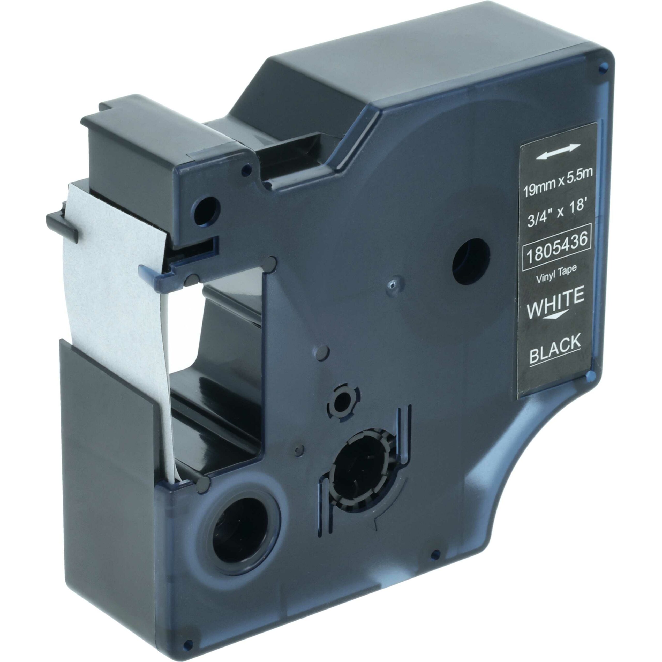 Fita de Etiquetas compatível com Dymo 1805436 - 19 mm Branco sobre Preto, Vinil