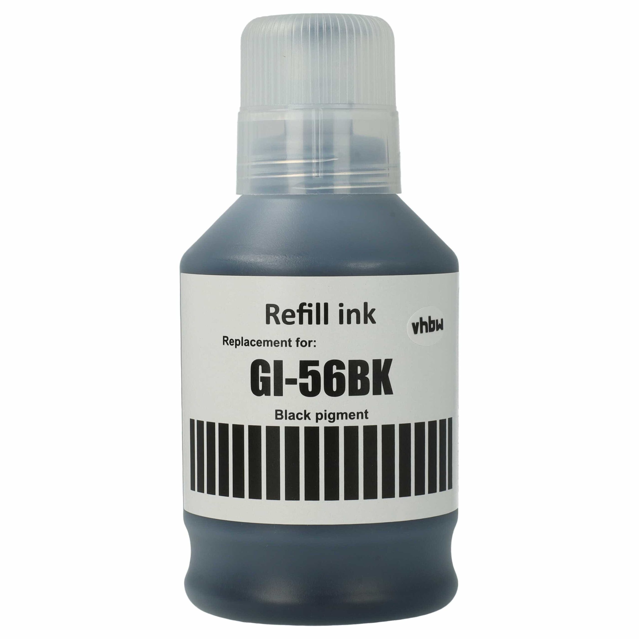 Tinta de Recarga Preta vhbw Compatível com Canon 4412C001, GI-56BK - Pigmentada, 170 ml