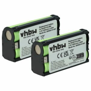 Bateria vhbw 2x para Microfone Sennheiser BA2015 - 1500 mAh 2.4 V NiMH