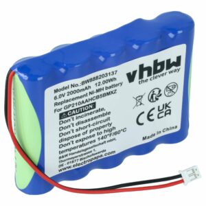 Bateria vhbw compatível VDW GP210AAHCB5BMXZ - 2000 mAh 6V NiMH