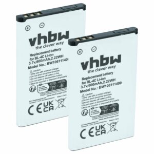 Bateria para Telemóvel 2x Bateria Compatível com Bea-fon C140/C240, EU001B, S400 EU001W - 600 mAh 3.7 V Li-Ion