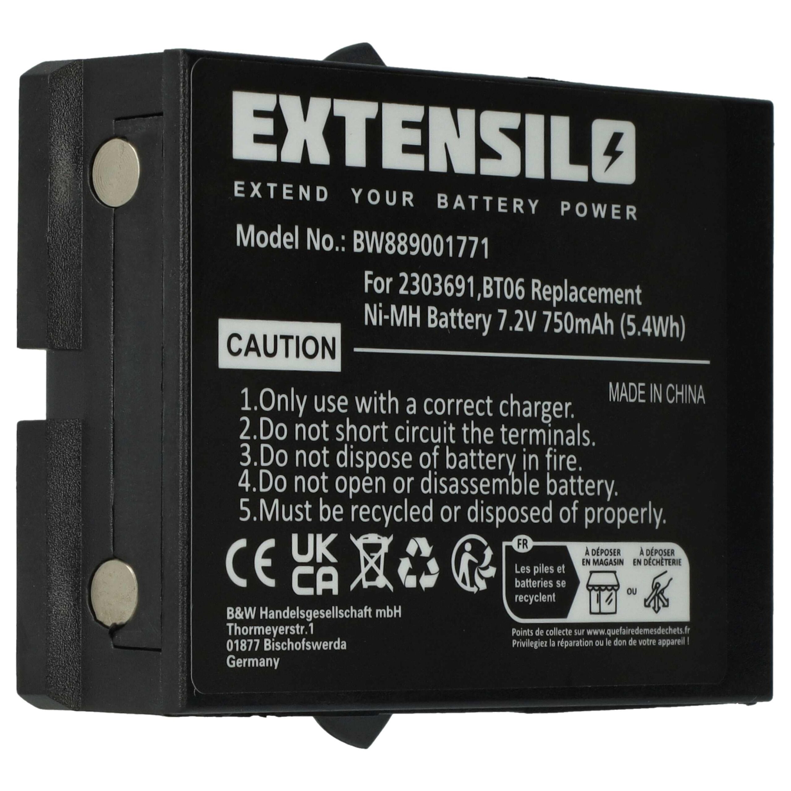 Bateria EXTENSILO compatível com Danfoss 2303691, Telecomando BT06 - 750 mAh - Image 3