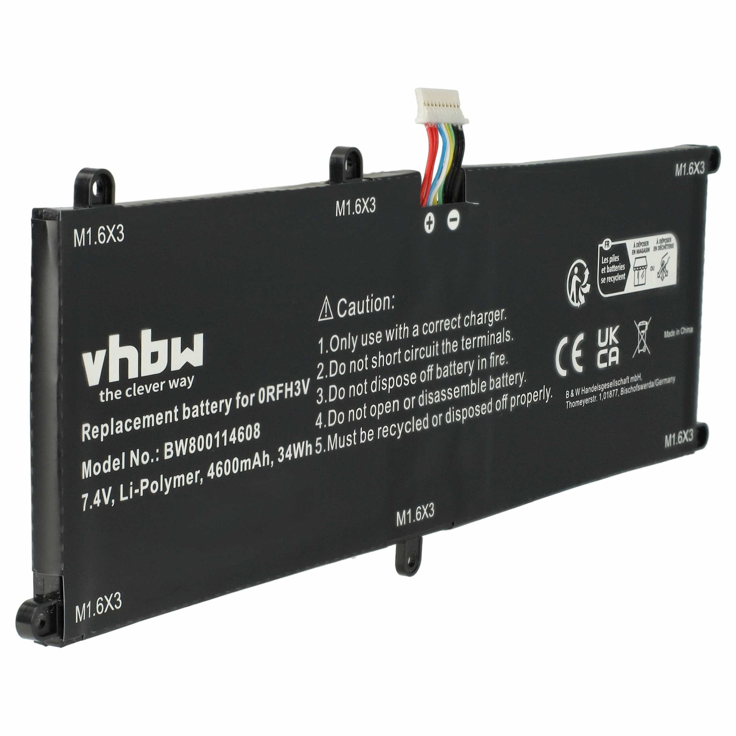 Bateria vhbw para Portátil Dell - 4600 mAh 7.4V Li-polymer (T04E001, RFH3V, VHR5P) - Image 3
