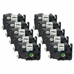 Pack 10x Fita Etiquetadora compatível Brother TZE-251 - 24 mm Preto sobre Branco