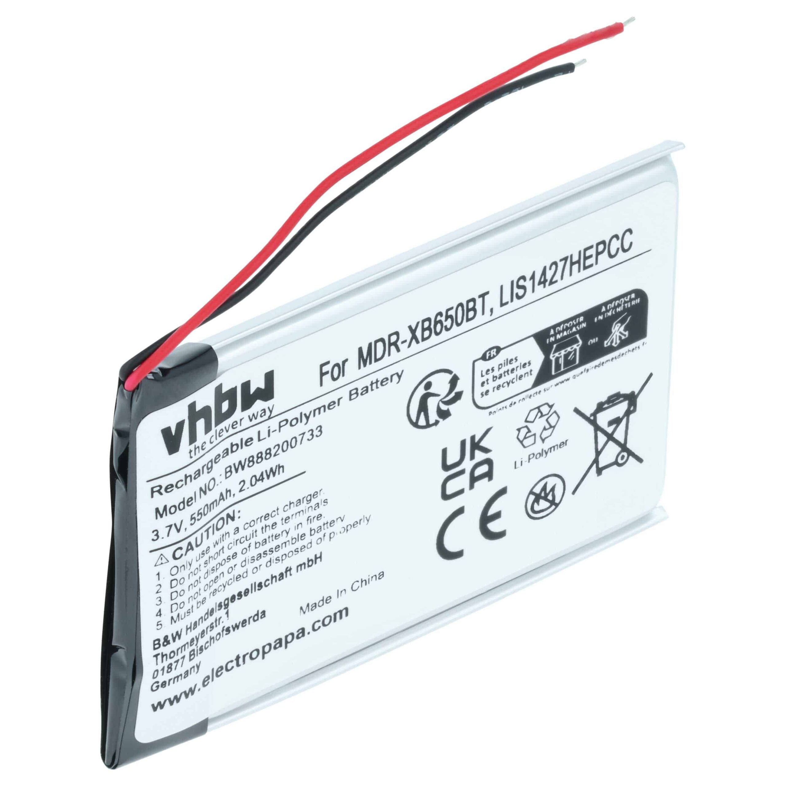 Bateria vhbw para Auriculares Plantronics PR-423350 - 550 mAh 3.7 V Li-polímero