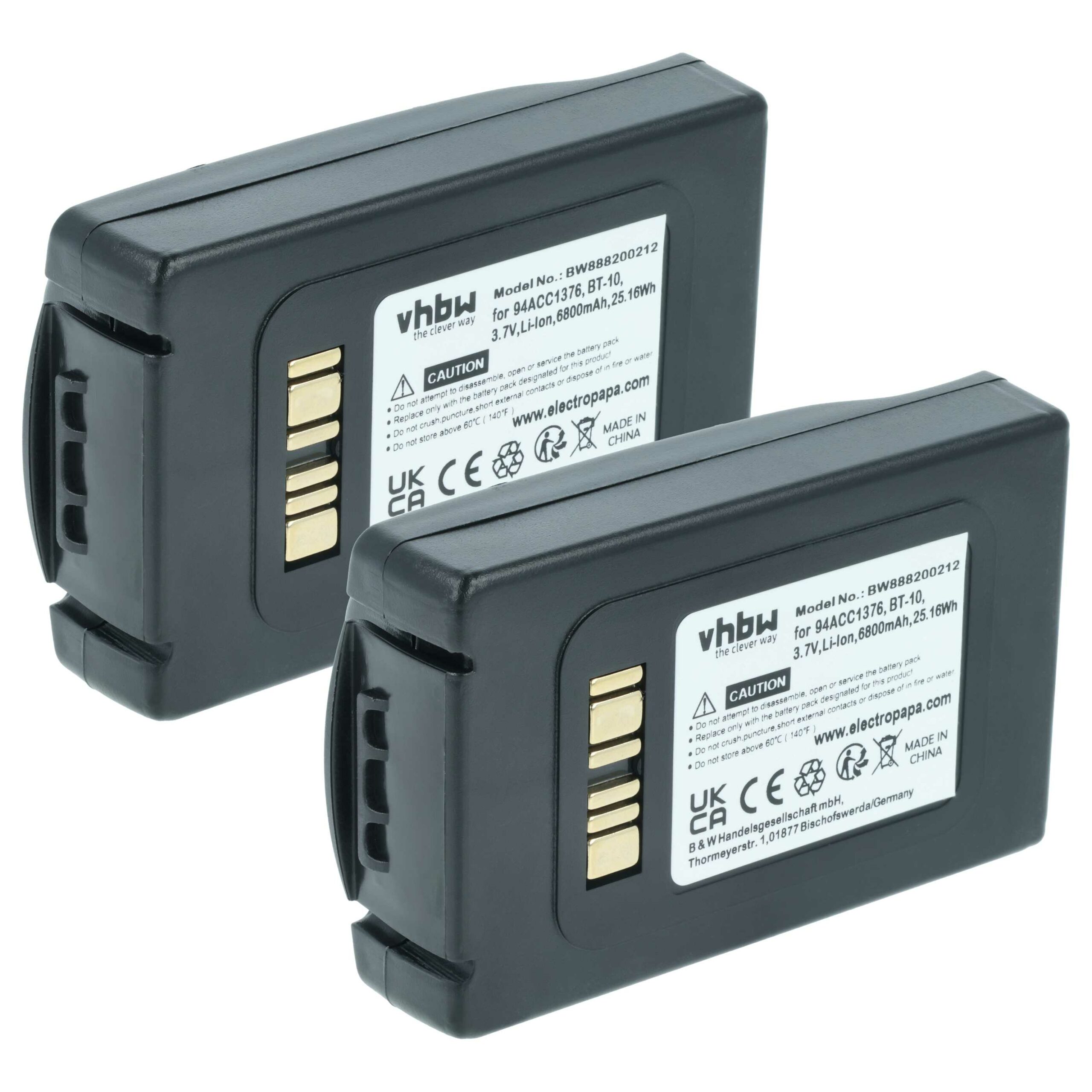 2x Bateria vhbw para Datalogic 94ACC0112, 94ACC1376 - Scanner POS 6800 mAh 3.7V