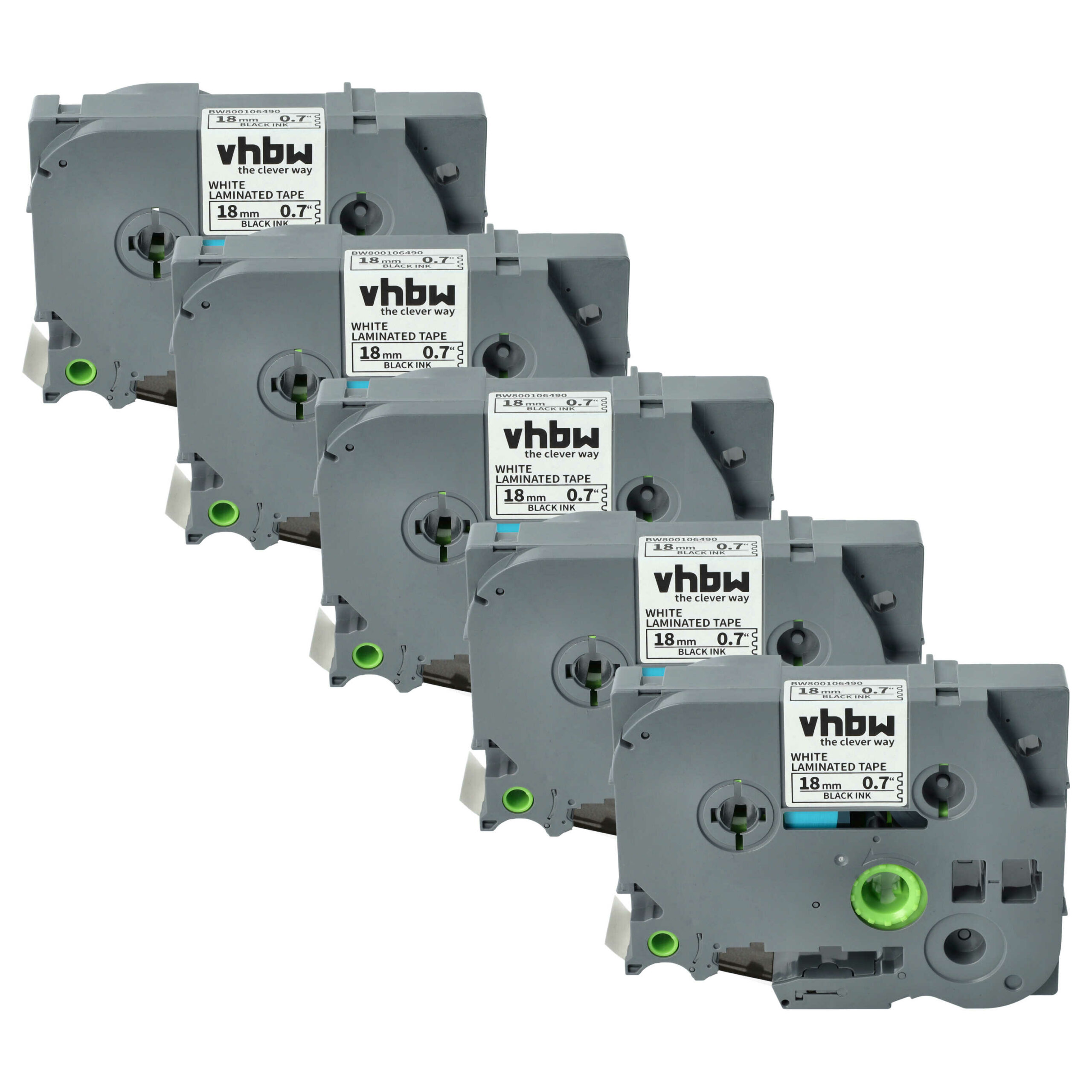 Pack 5x Fita de Etiquetagem compatível Brother TZ-241, TZE-241 - 18 mm Preto sobre Branco