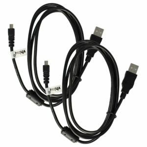 Cabo USB de Dados vhbw 2x - Compatível com Casio EMC-5U, Fujifilm e outras câmaras - 150 cm