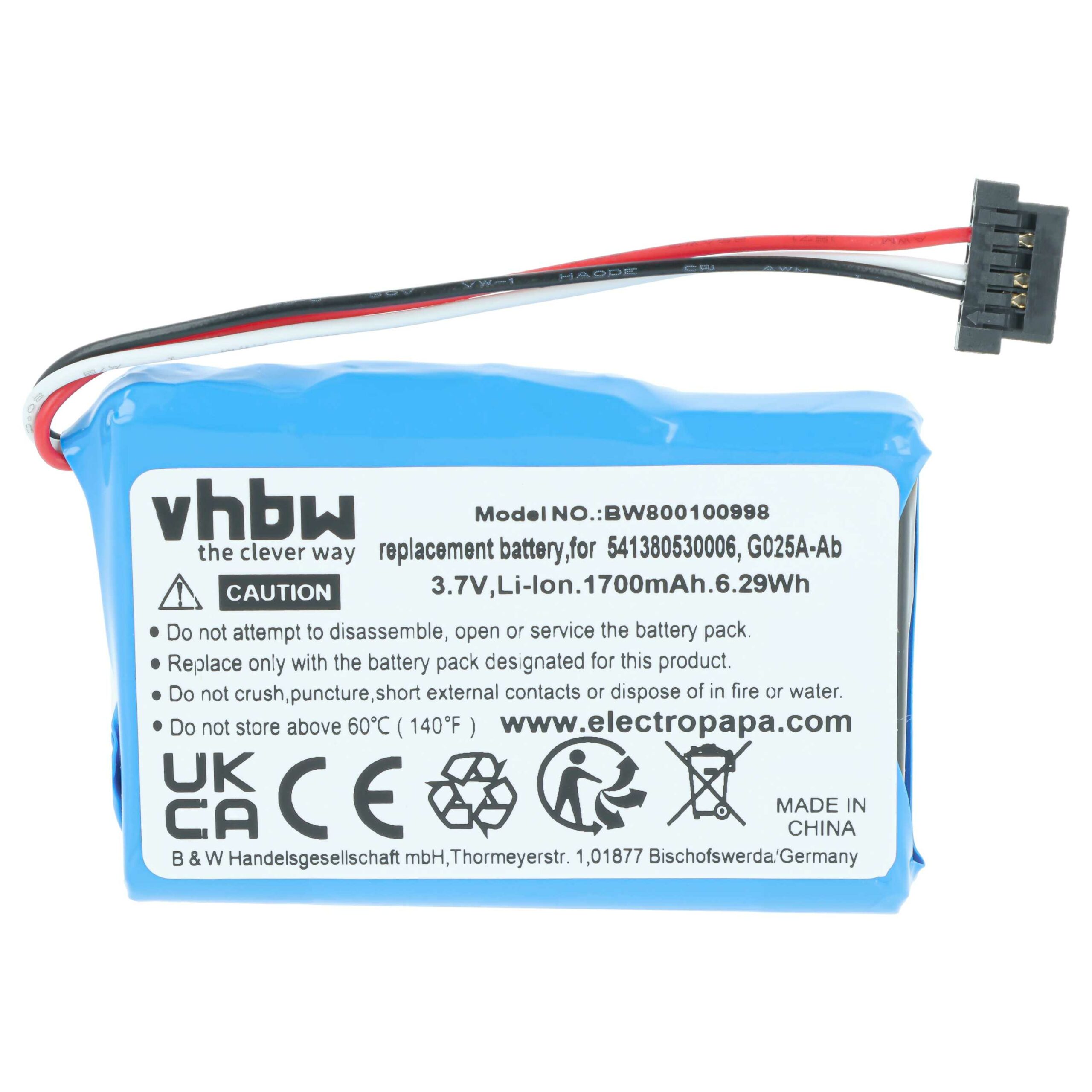 Bateria GPS vhbw 1700mAh 3.7V - Compatível Navigon/Falk/Becker/Mitac/Medion/Typhoon/Yakumo/BlueMedia - Image 3